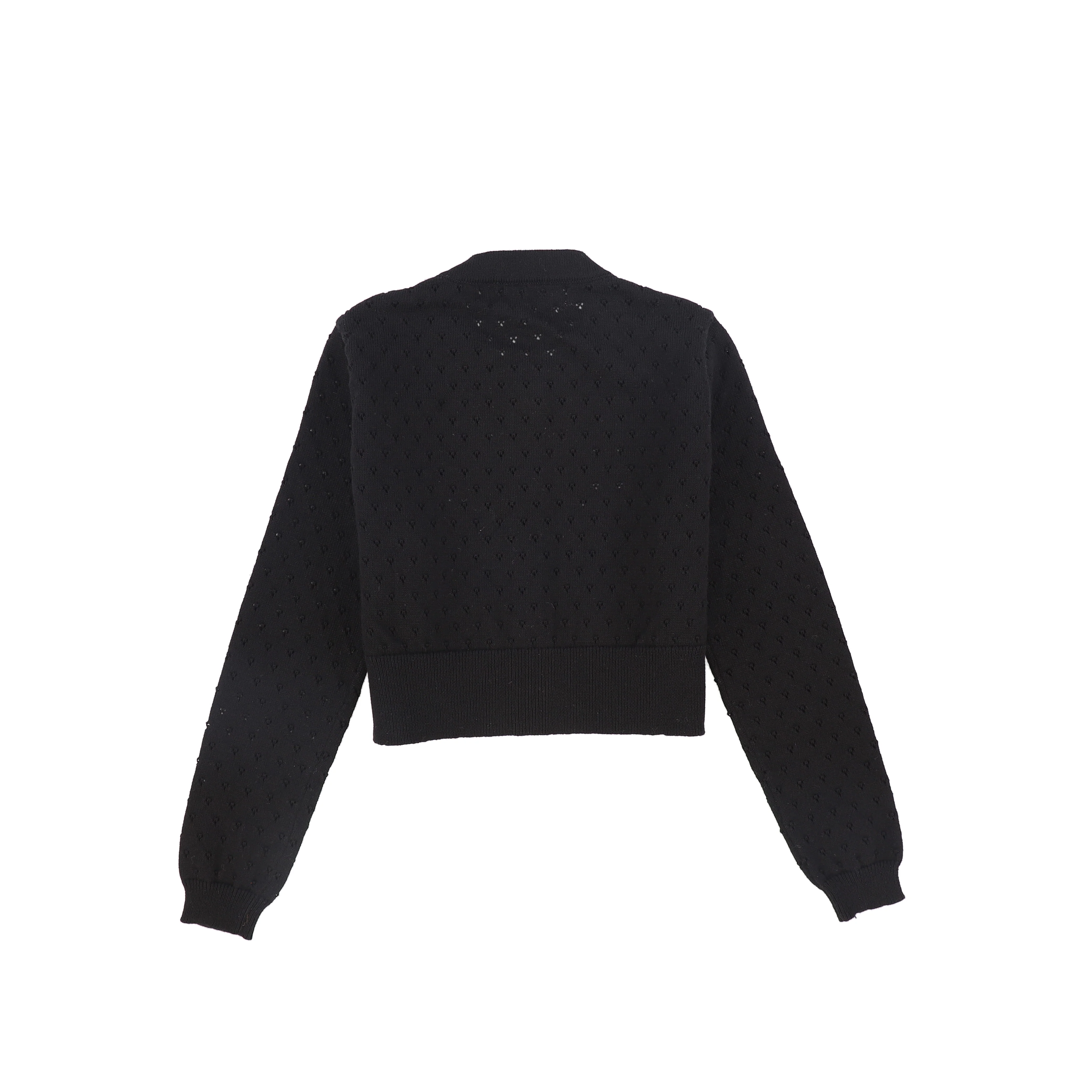 BACE COLLECTION BLACK POINTELLE CROP CARDIGAN [FINAL SALE] - Image 2