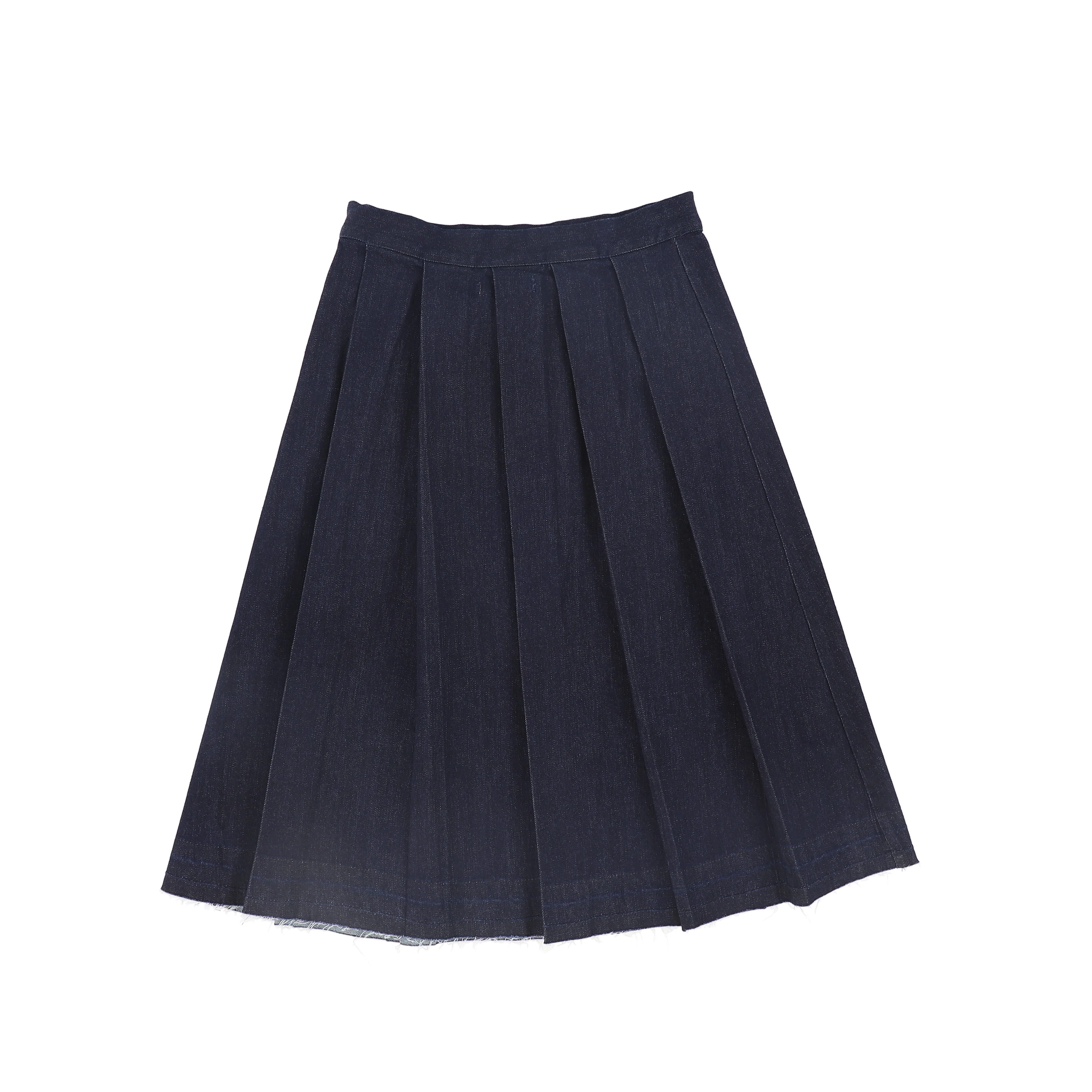 BACE COLLECTION BLUE DENIM FLAIR PLEAT SKIRT [FINAL SALE] - Image 2