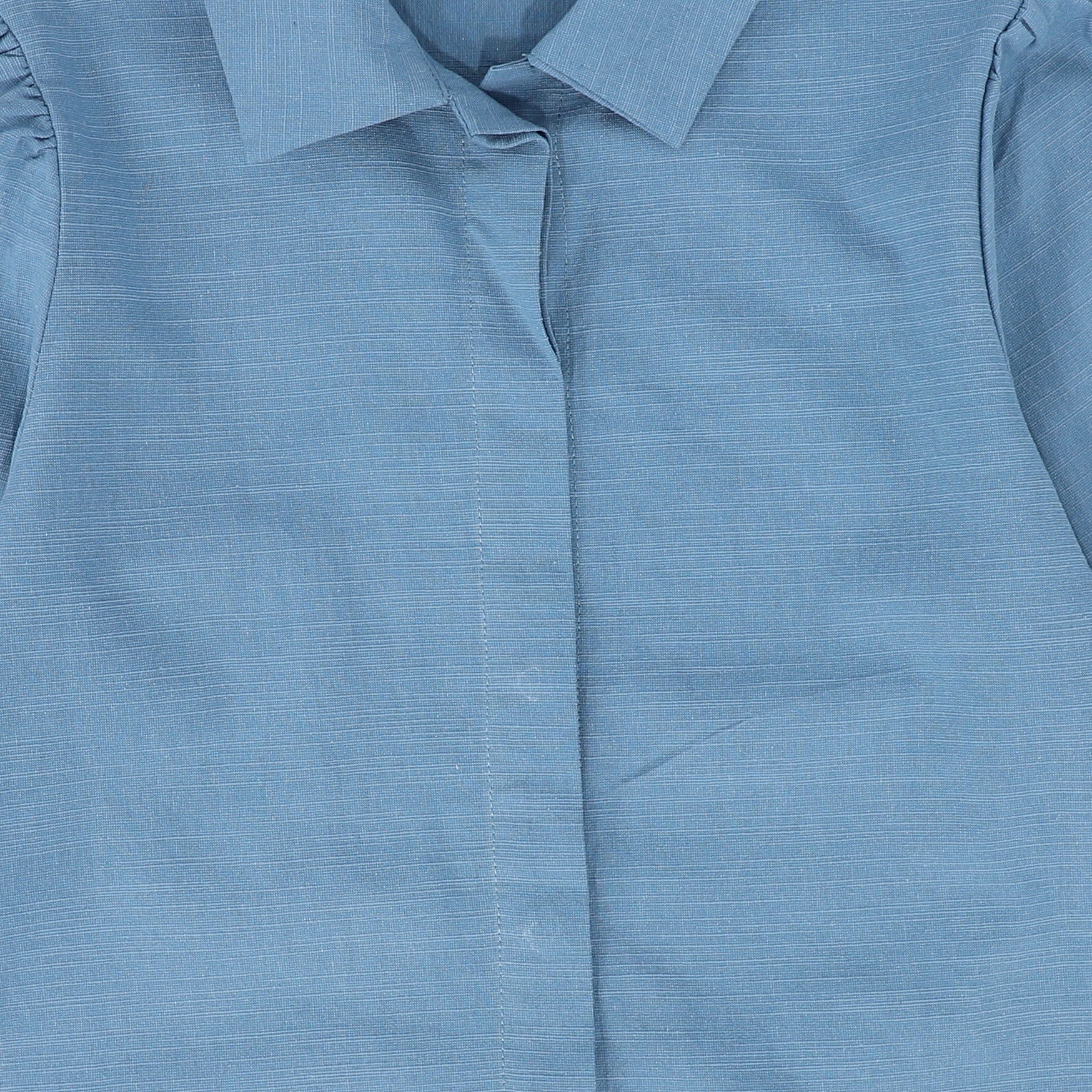 BACE COLLECTION BLUE PUFF SLEEVE COLLARD BLOUSE [FINAL SALE] - Image 3