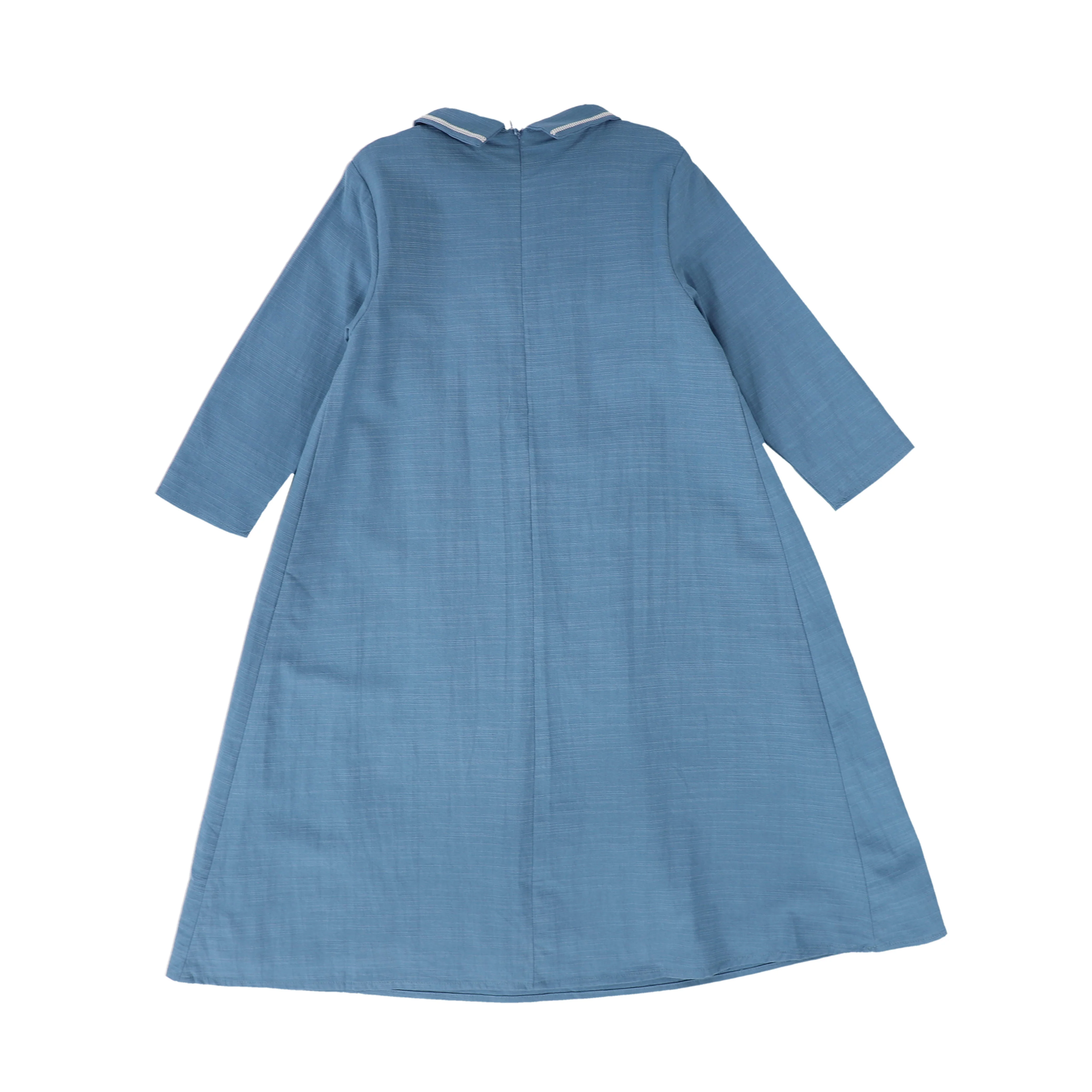 BACE COLLECTION BLUE SMOCKED COLLAR DRESS [FINAL SALE] - Image 2