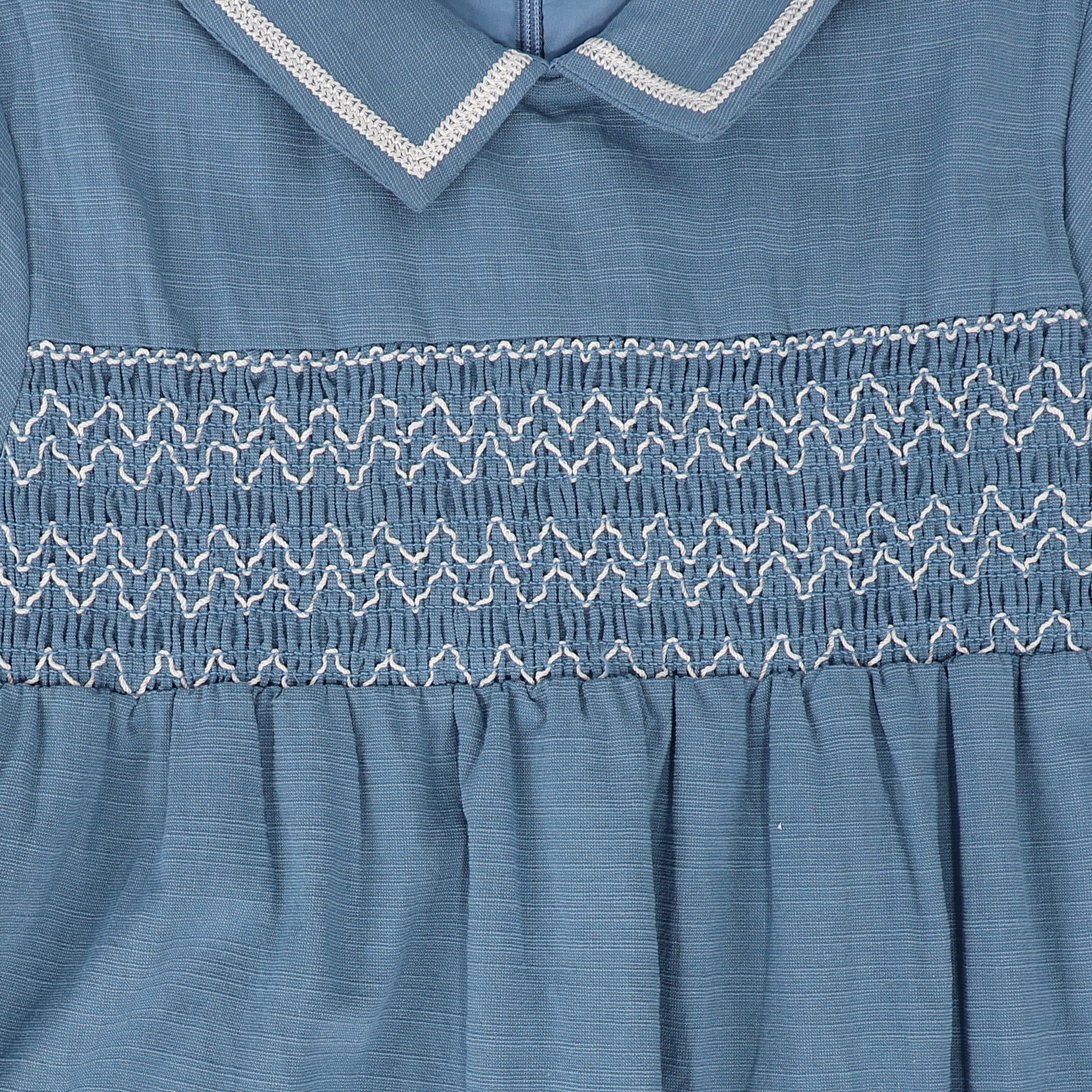 BACE COLLECTION BLUE SMOCKED COLLAR DRESS [FINAL SALE] - Image 3