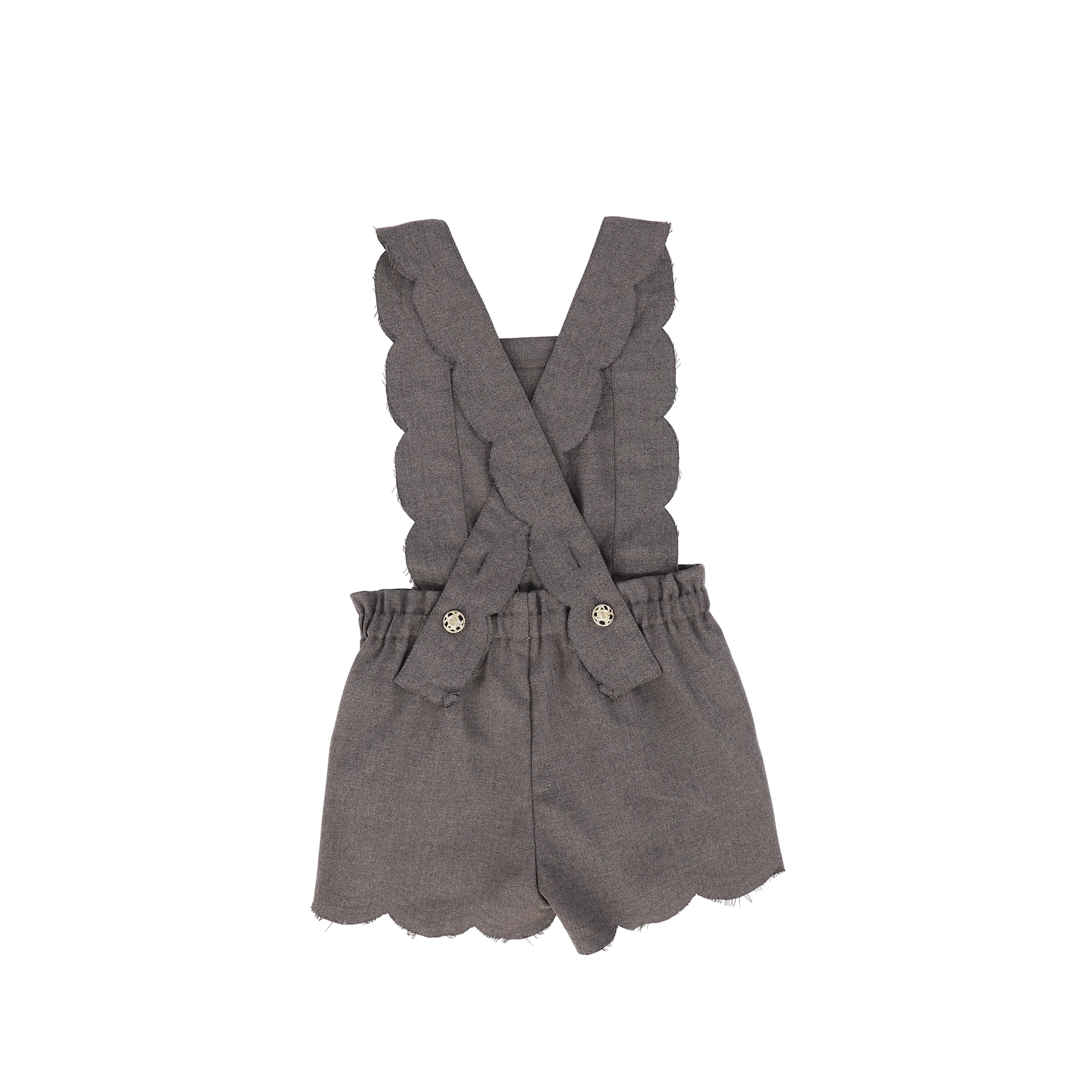 Bace Collection Charcoal Wool Scallop Overalls [FINAL SALE] - Image 2