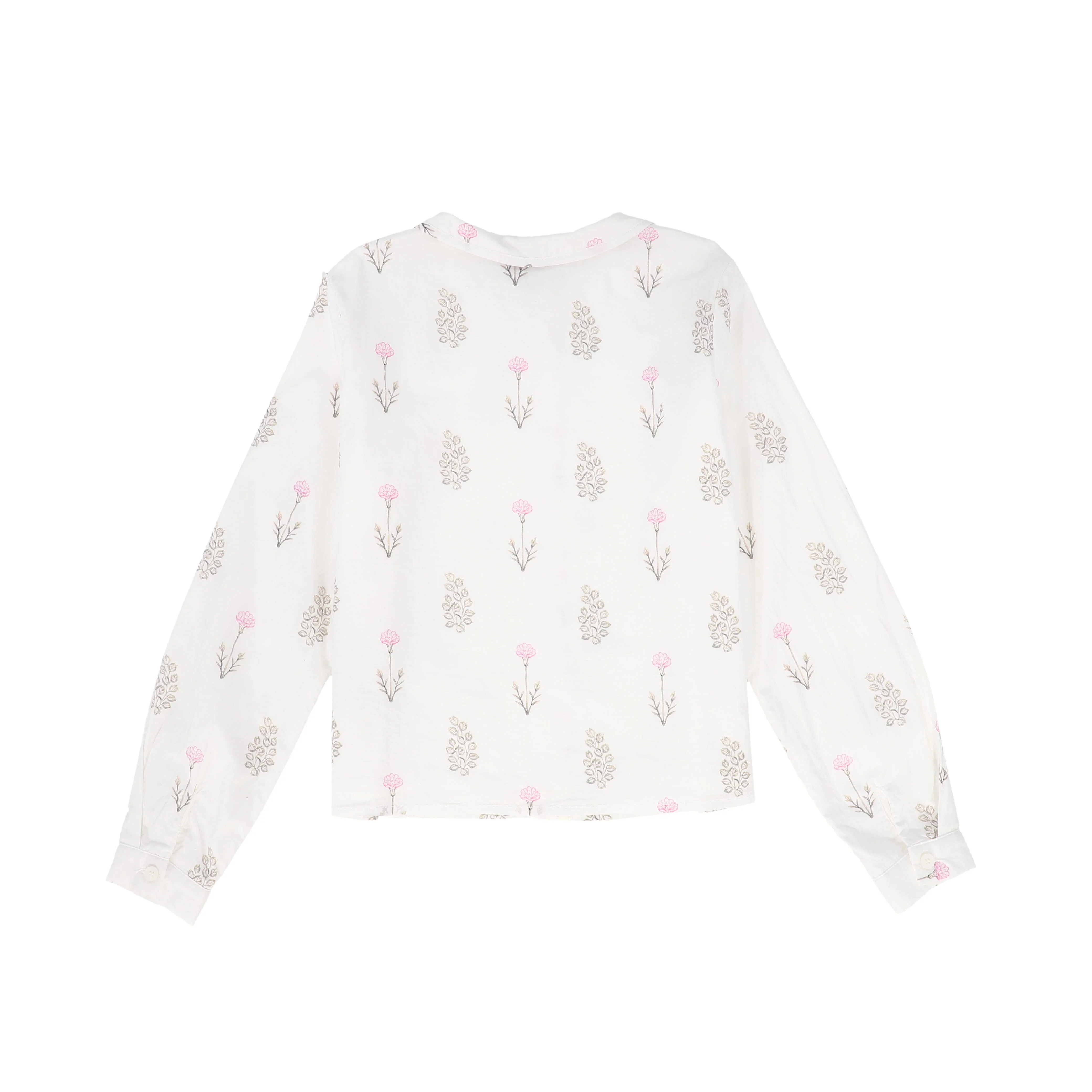 BACE COLLECTION BEIGE FLORAL SCATTERED COLLAR BLOUSE [FINAL SALE] - Image 2