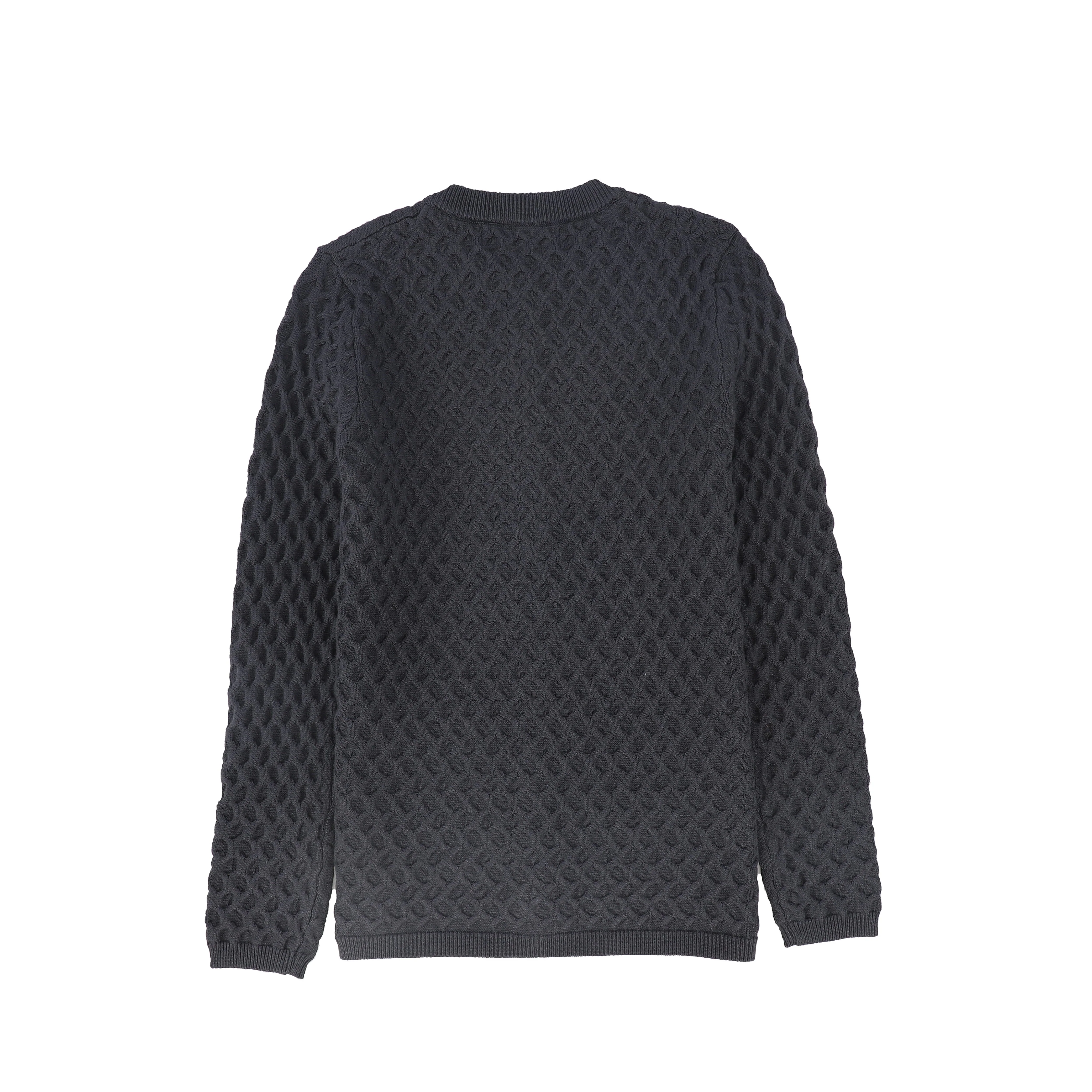 BACE COLLECTION GREY TEXTURED CROCHET KNIT CARDIGAN [FINAL SALE] - Image 2
