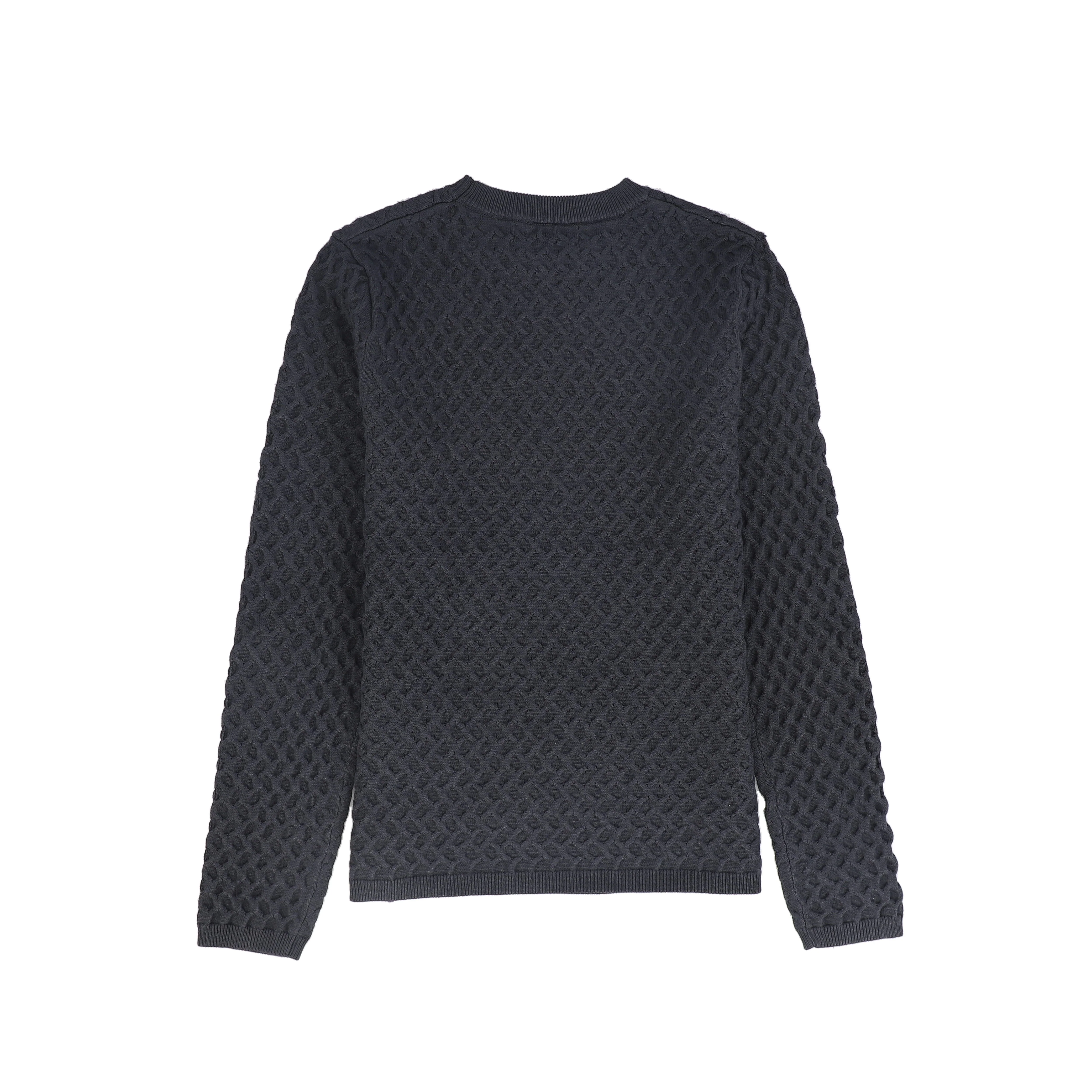 BACE COLLECTION GREY TEXTURED CROCHET KNIT SWEATER [FINAL SALE] - Image 2