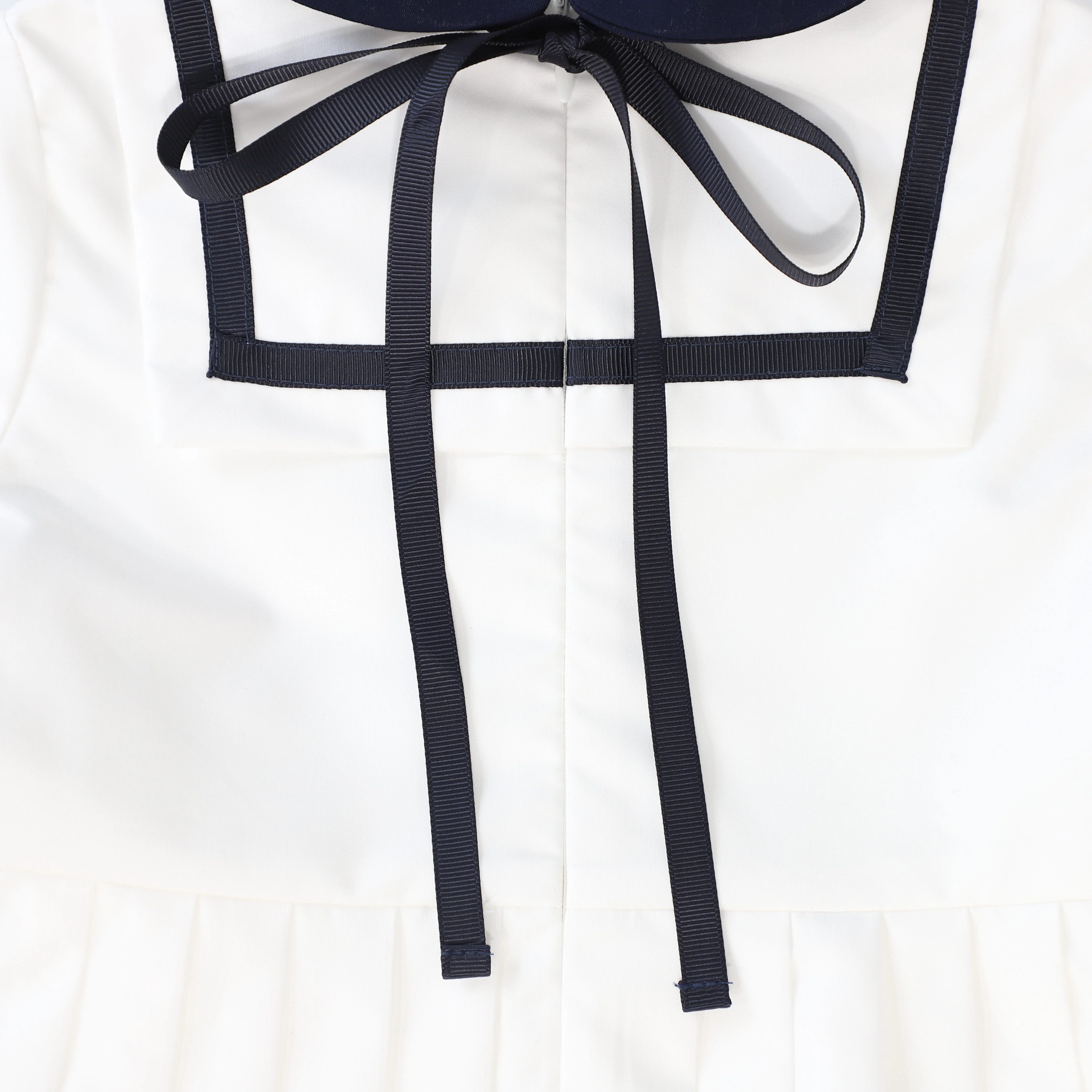 BACE COLLECTION IVORY/NAVY TRIM COLLAR SS DRESS [FINAL SALE] - Image 3