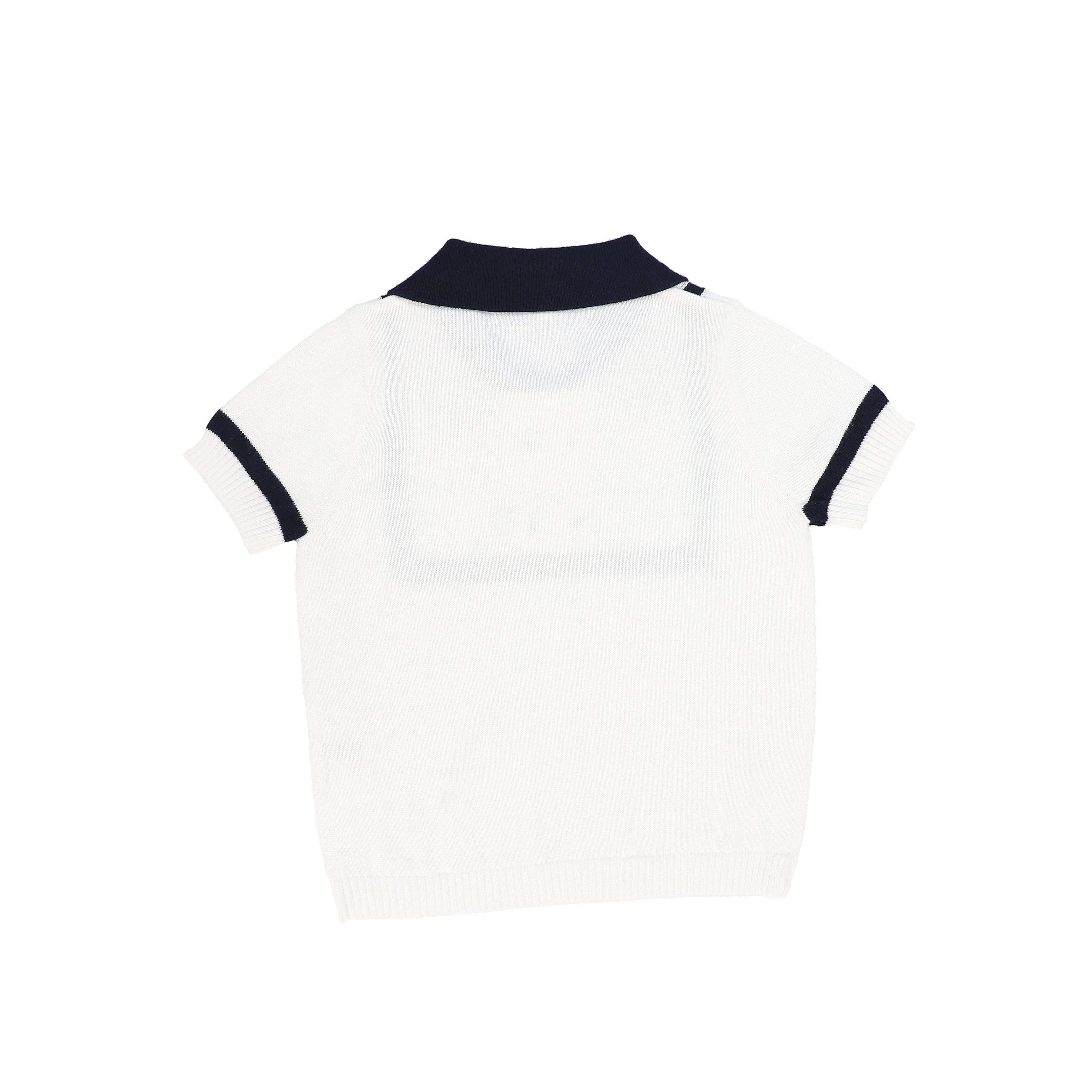 BACE COLLECTION IVORY/NAVY TRIM COLLAR SWEATER [FINAL SALE] - Image 2