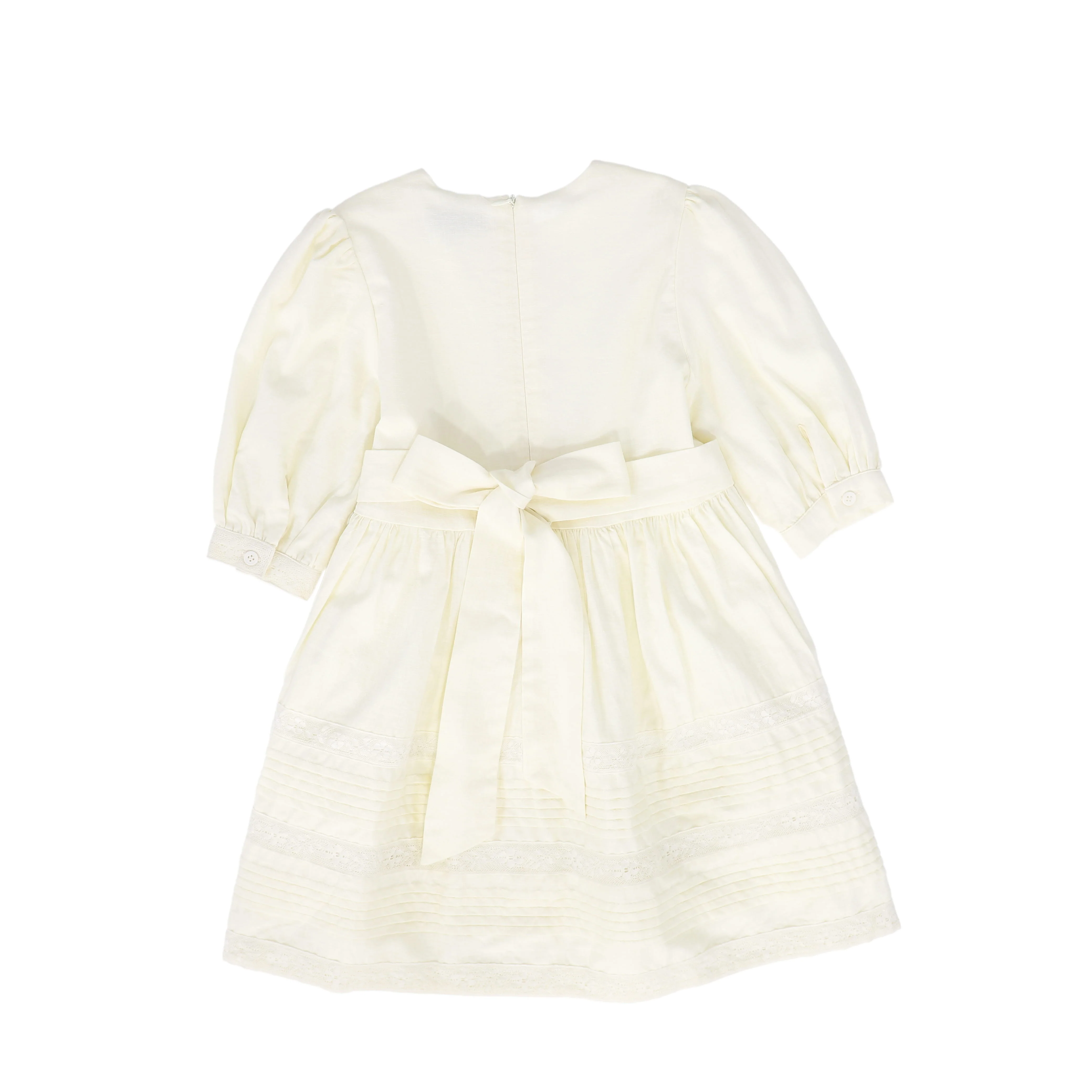 BACE COLLECTION IVORY LACE RIBBON TRIM DRESS [FINAL SALE] - Image 2