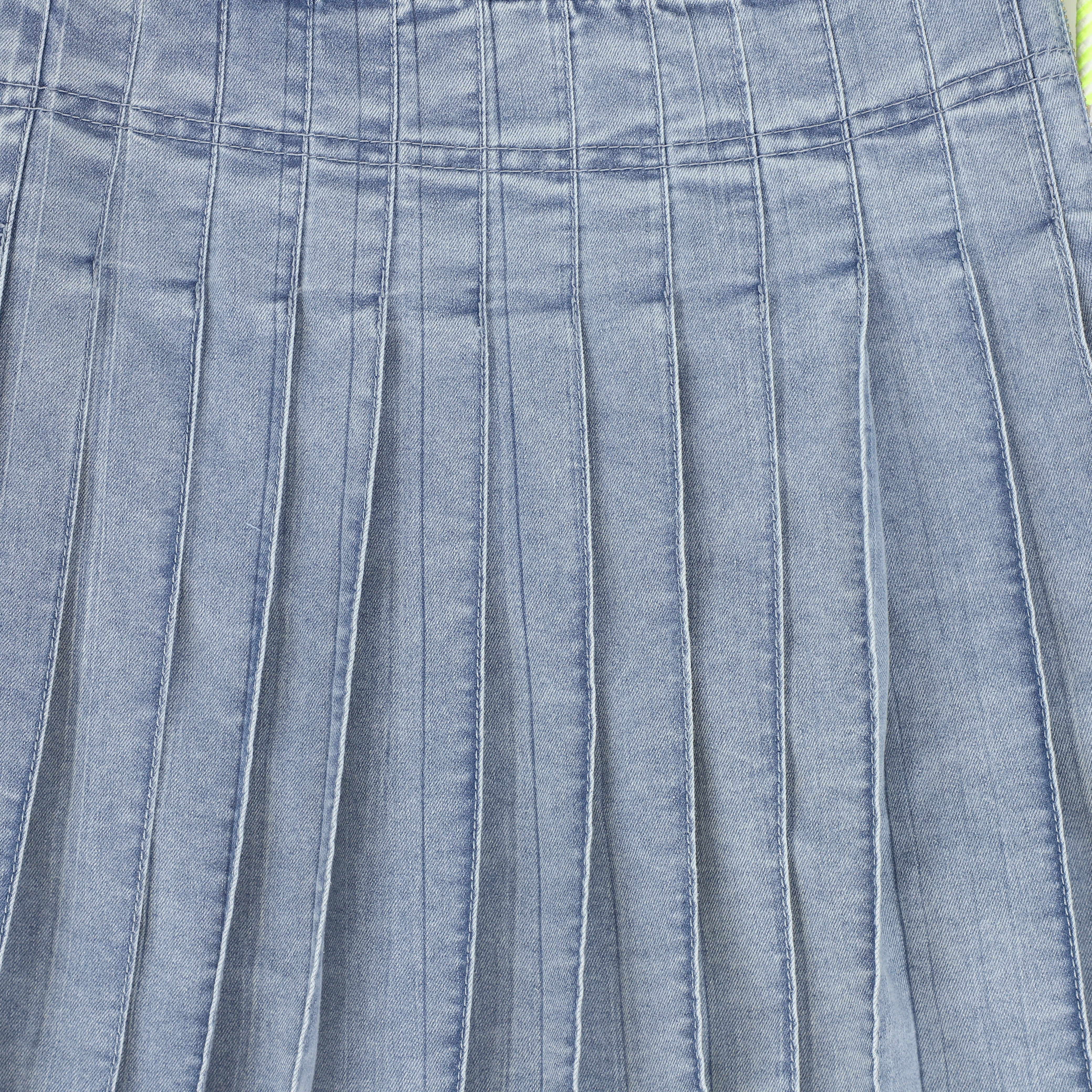 BACE COLLECTION LIGHT BLUE DENIM ROPE PLEAT SKIRT [FINAL SALE] - Image 3