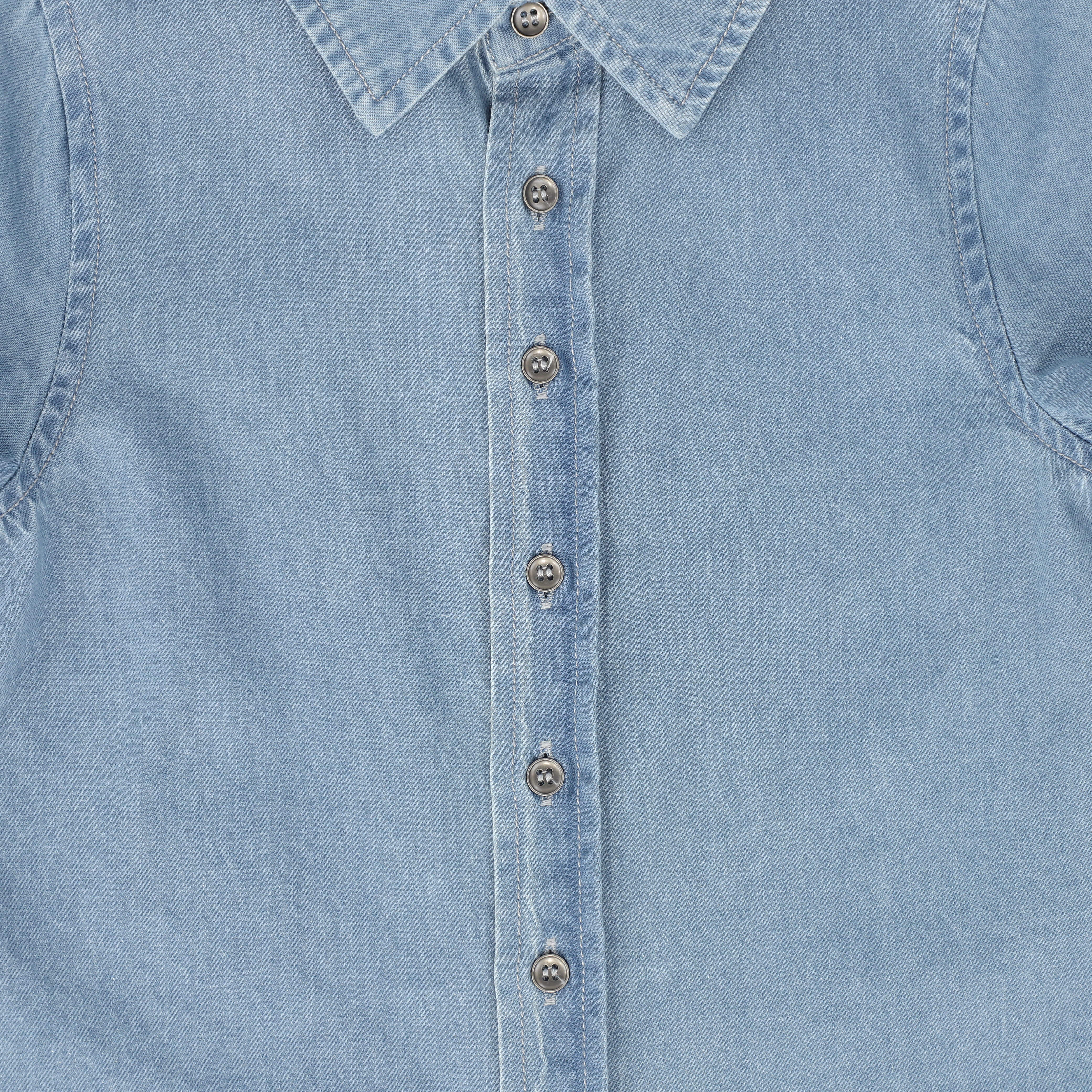 BACE COLLECTION BLUE DENIM FRINGE SHIRT [FINAL SALE] - Image 3