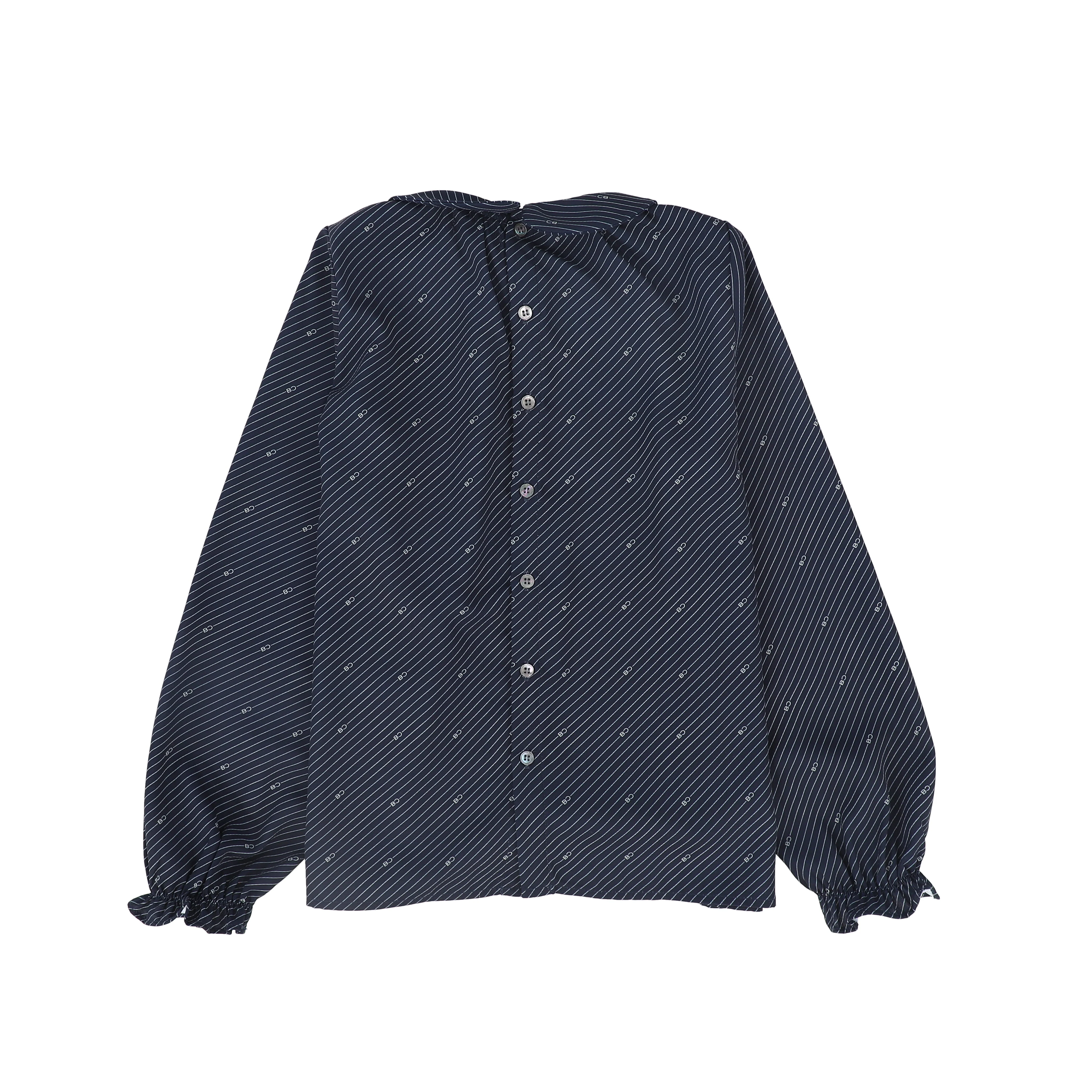 BACE COLLECTION NAVY STRIPED LOGO BLOUSE [FINAL SALE] - Image 2