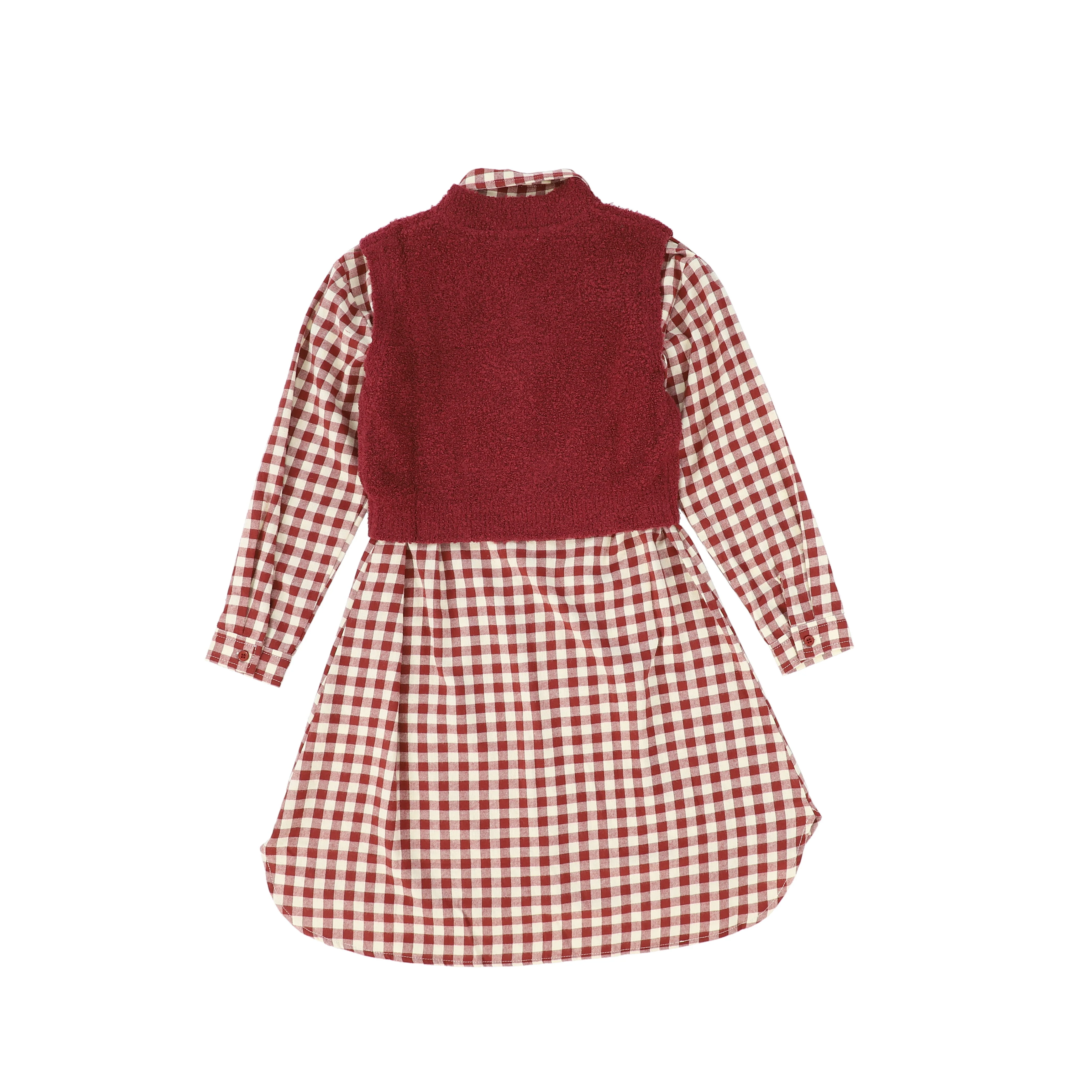 Bace Collection Red Flannel Gingham Overlay Shirt Dress [FINAL SALE] - Image 2