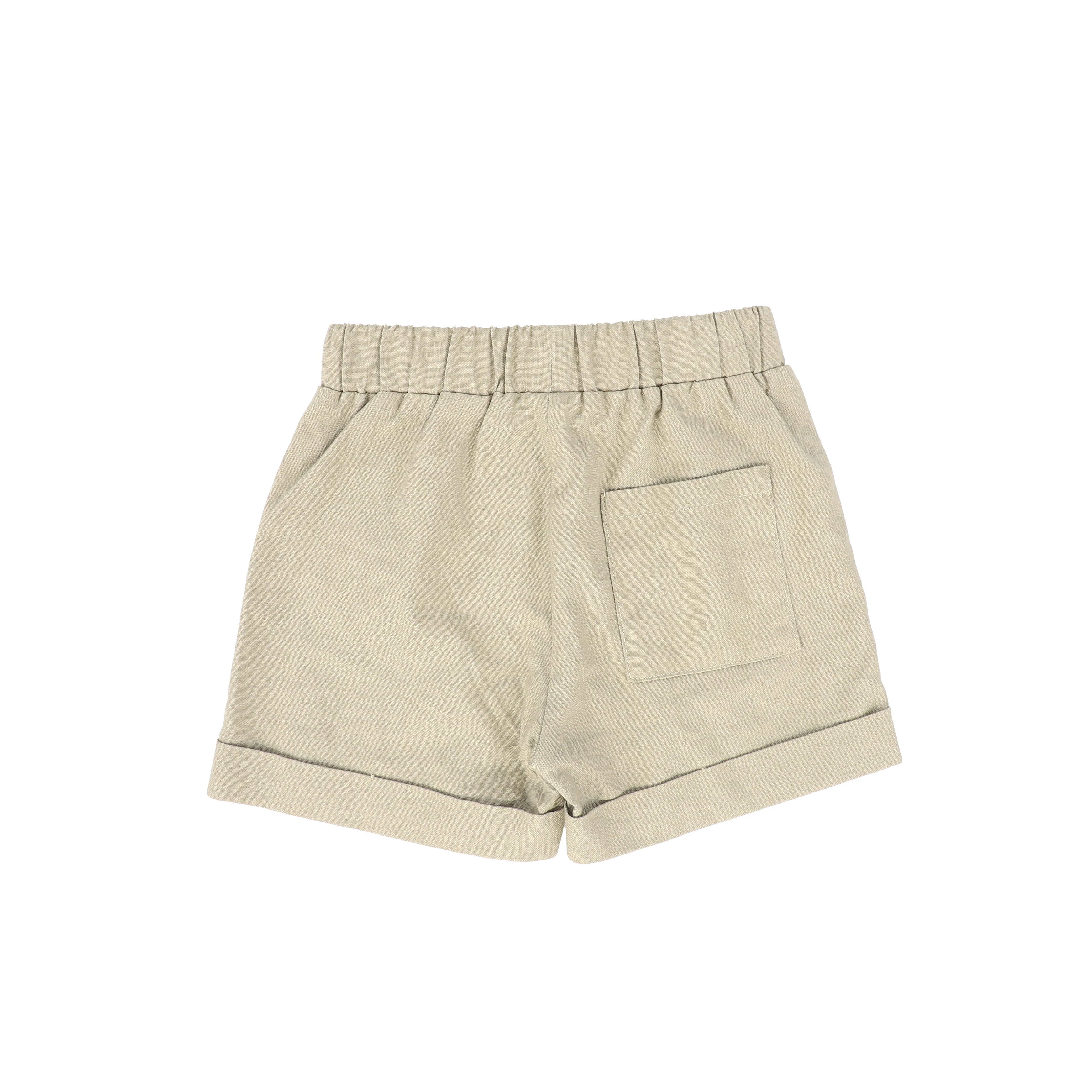BACE COLLECTION TAN CUFFED LINEN SHORTS [FINAL SALE] - Image 2