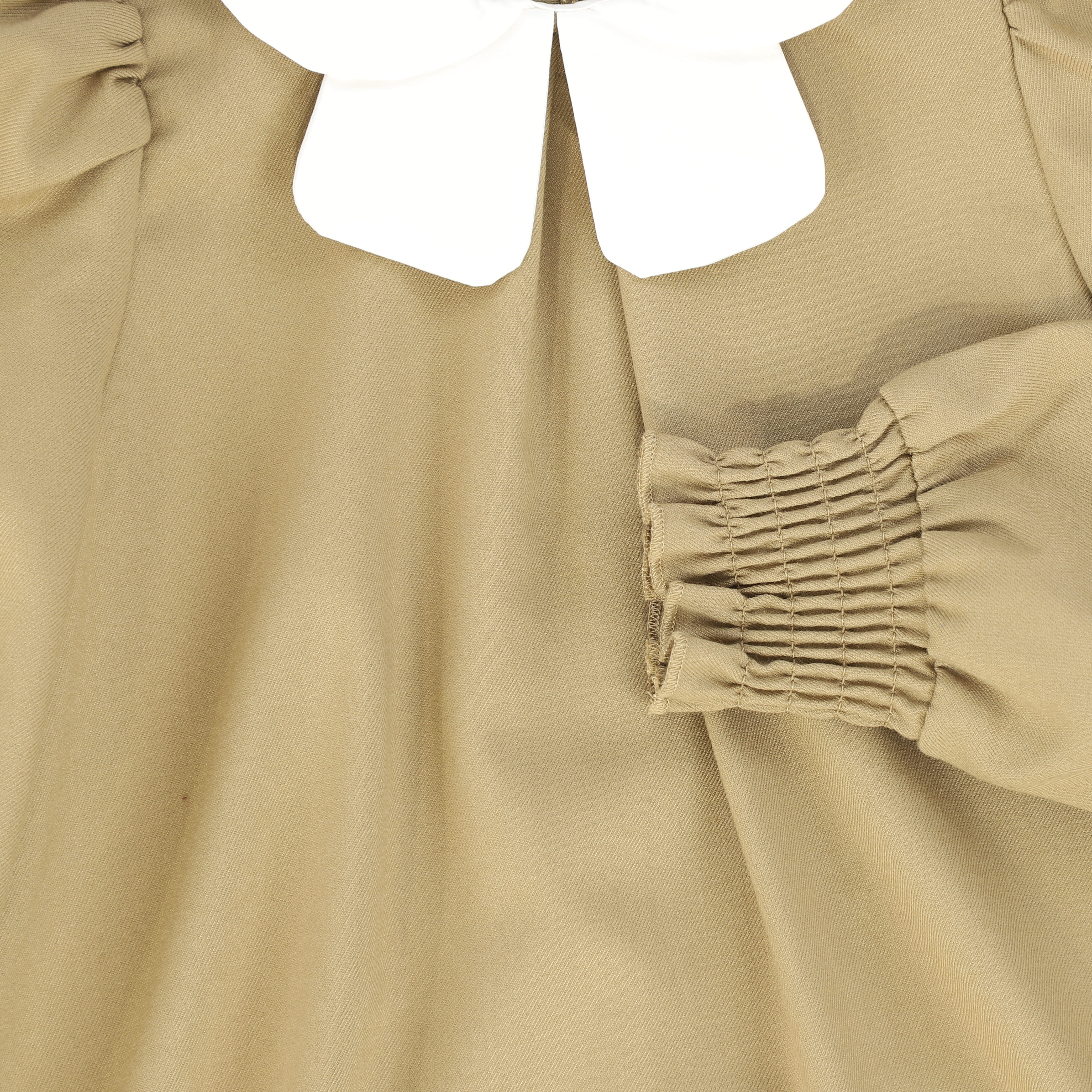 Bace Collection Tan Front Pleat Peter Pan Collar Dress [FINAL SALE] - Image 3