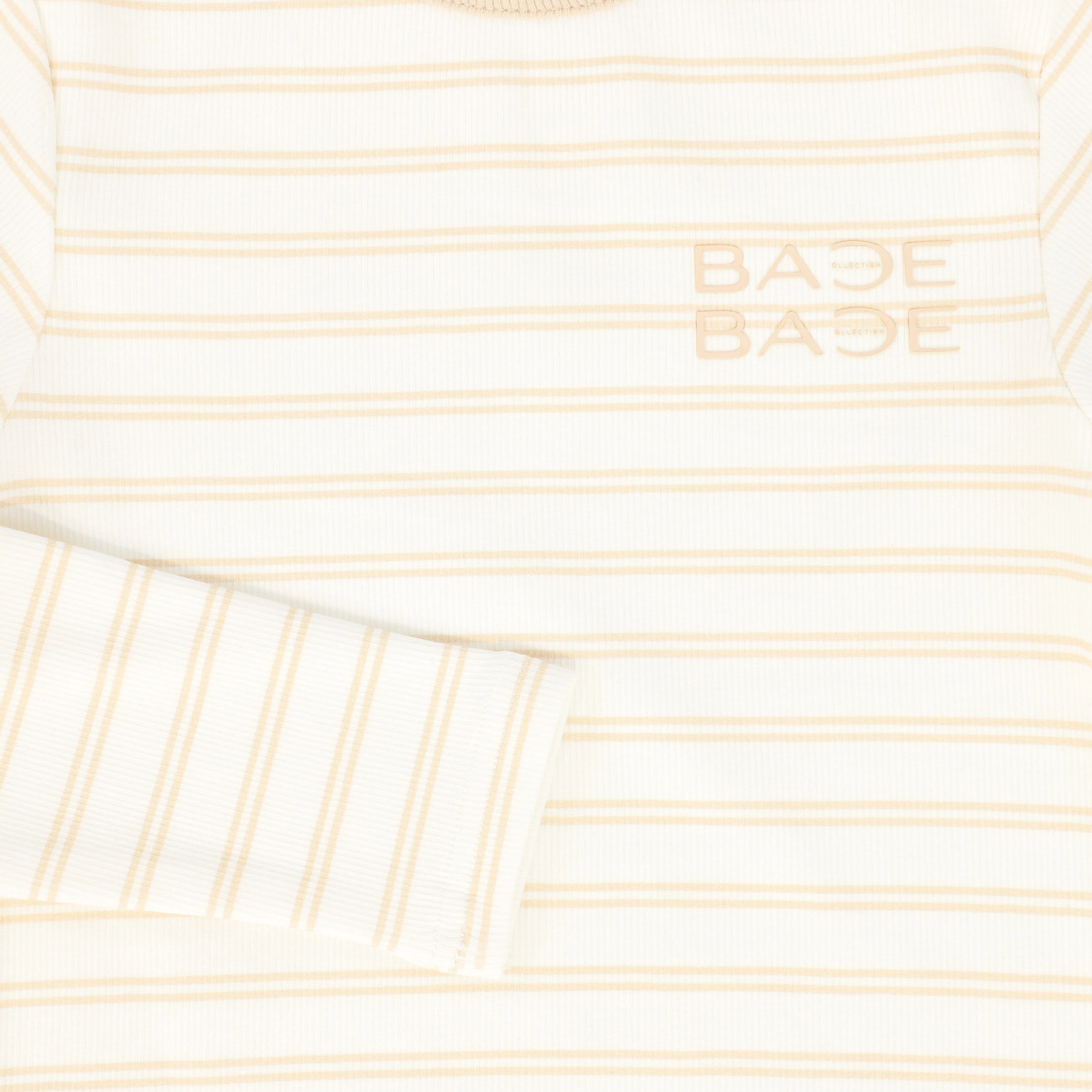 BACE COLLECTION TAN STRIPED RIBBED LS T-SHIRT [FINAL SALE] - Image 3
