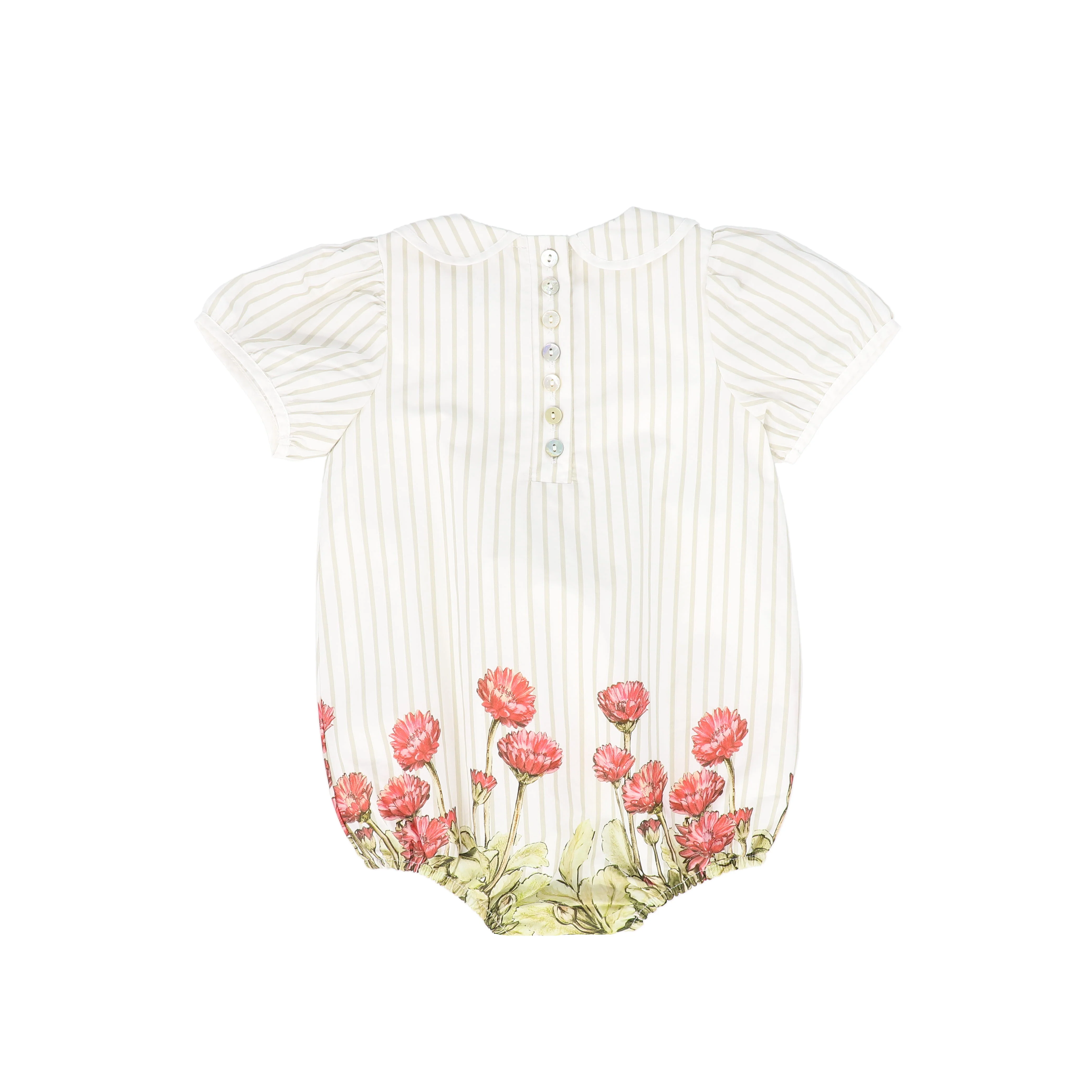 BACE COLLECTION WHITE/TAN STRIPE FLORAL ROMPER [FINAL SALE] - Image 2