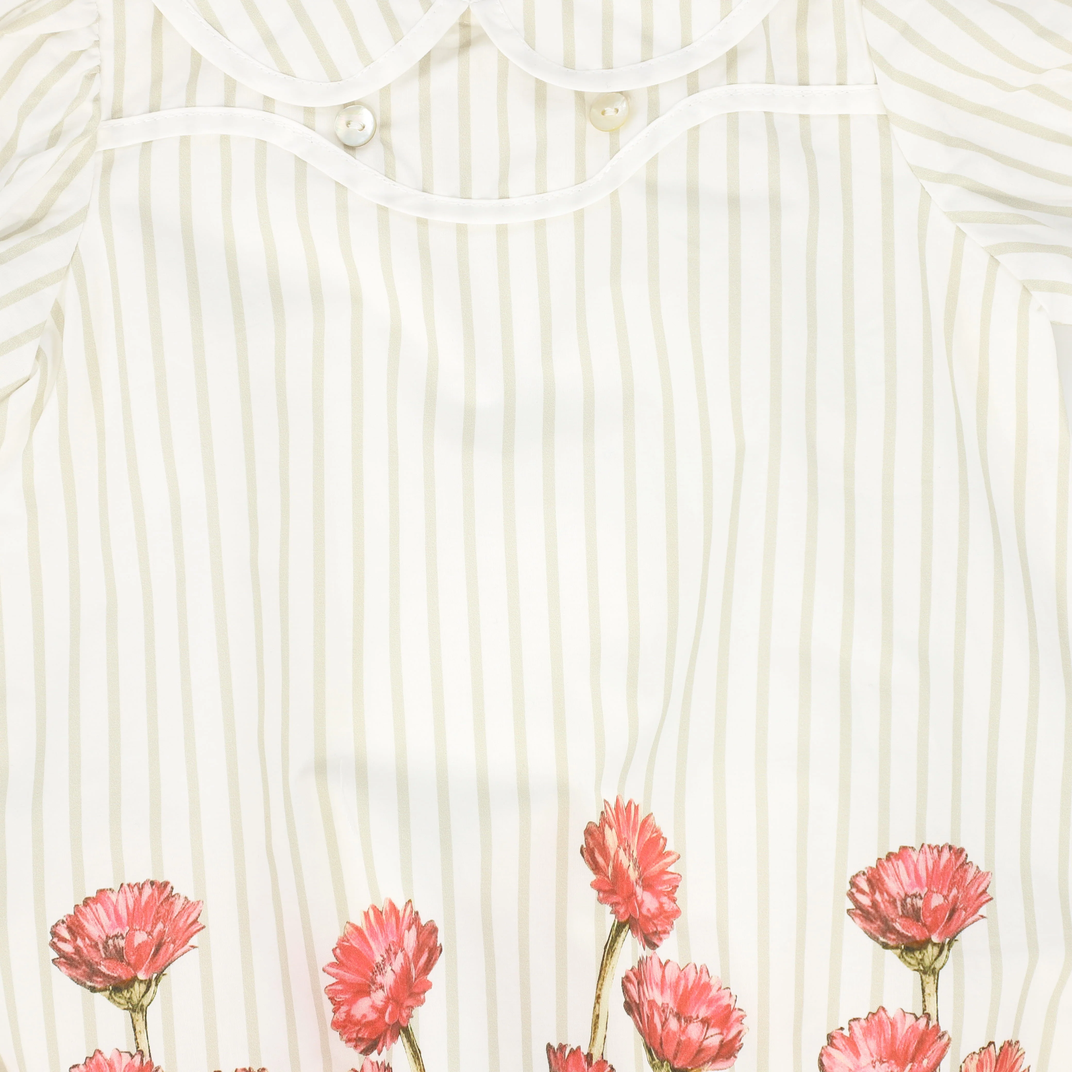 BACE COLLECTION WHITE/TAN STRIPE FLORAL ROMPER [FINAL SALE] - Image 3