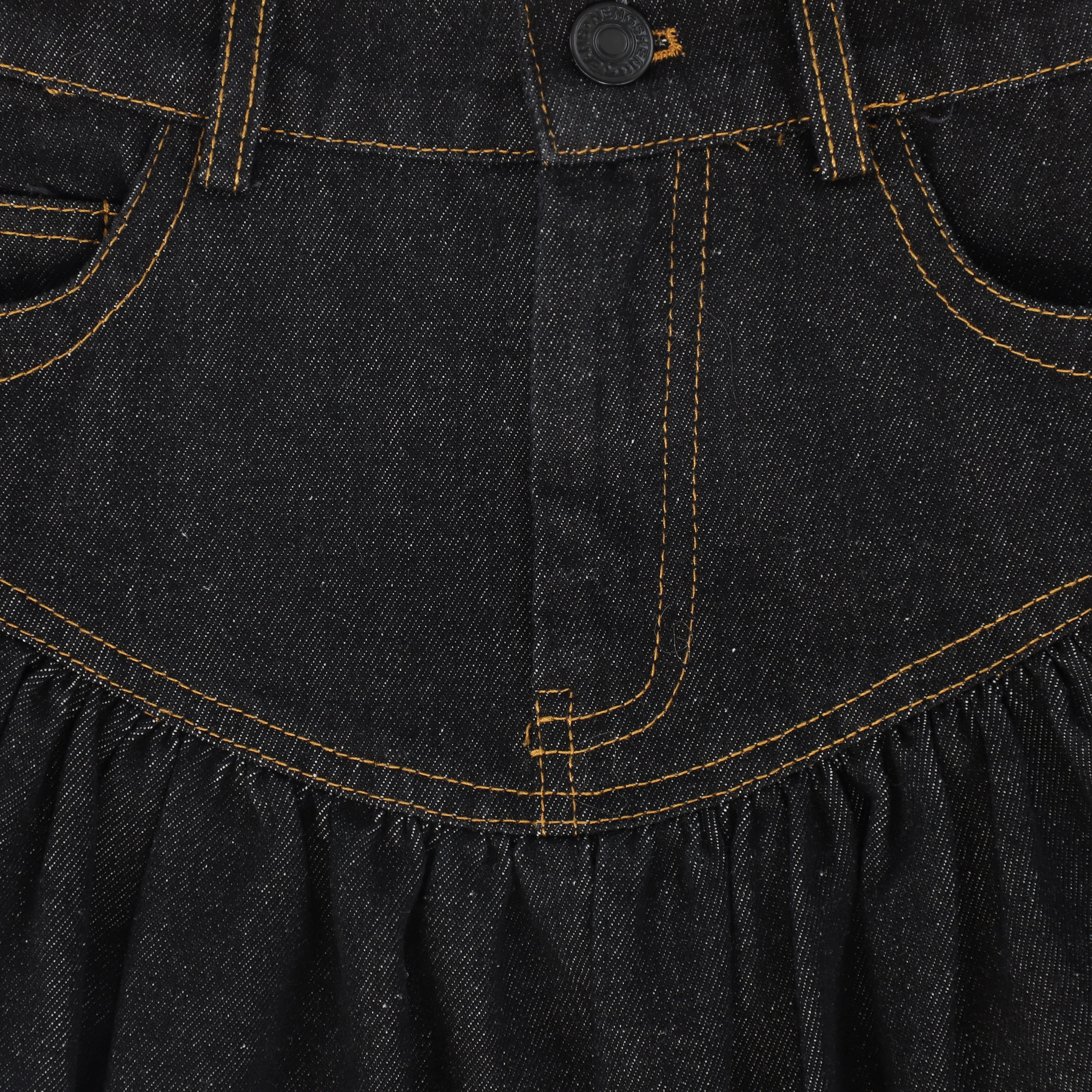BAMBOO BLACK DENIM DROP WAIST FRILL SKIRT [FINAL SALE] - Image 3