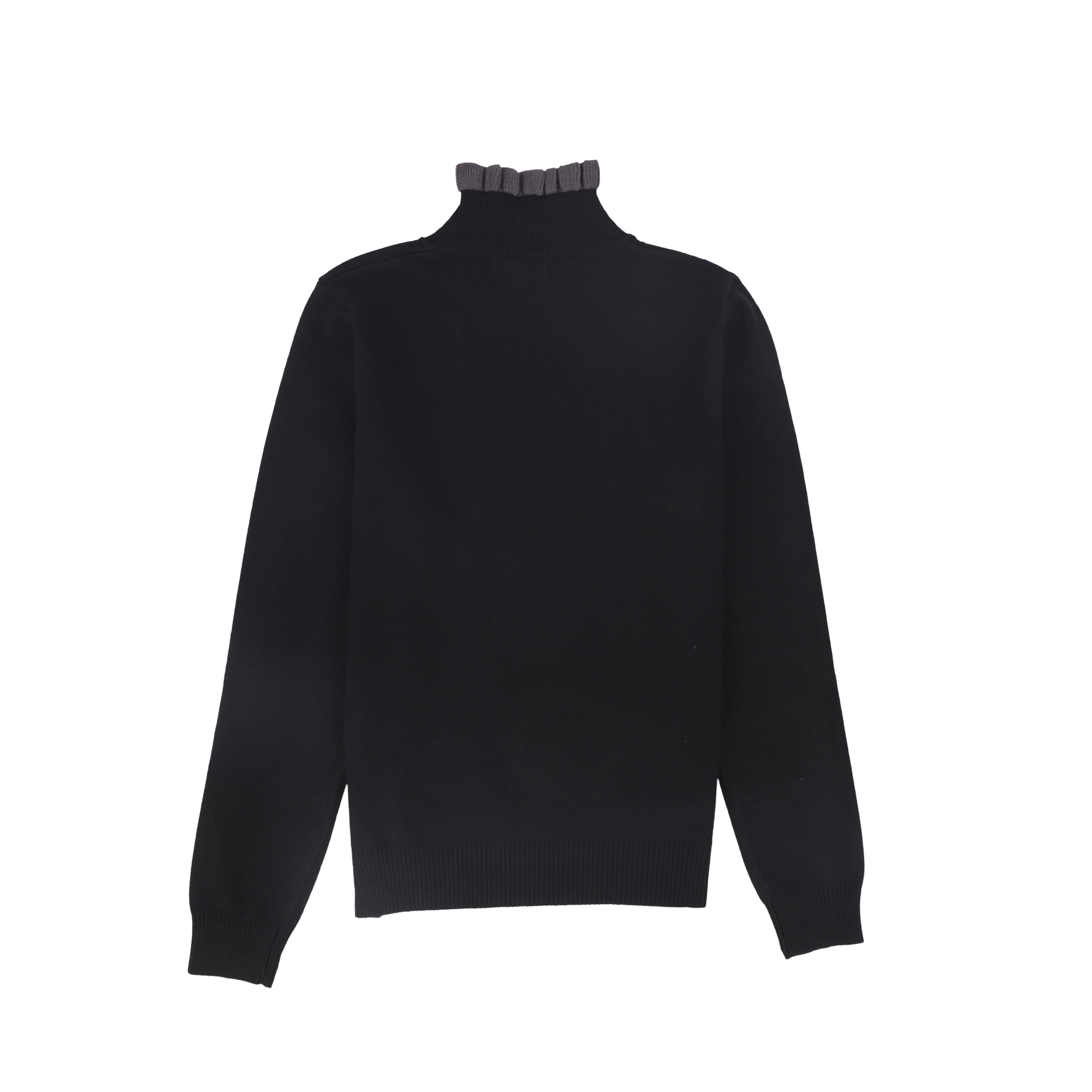 BAMBOO BLACK RUFFLE NECK SWEATER [FINAL SALE] - Image 2