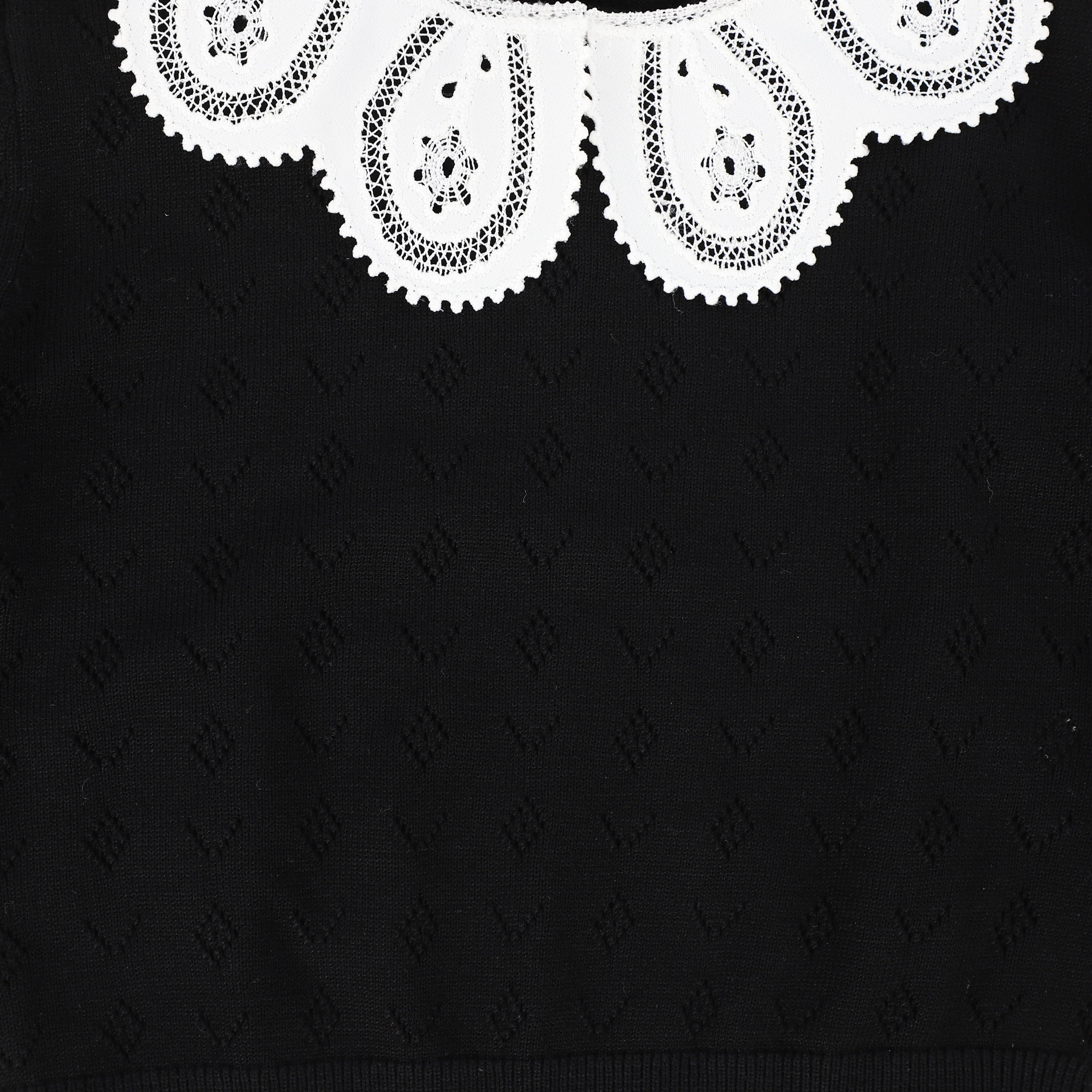 Bamboo Black Textured Knit Detail Collar Sweater [FINAL SALE] - Image 3