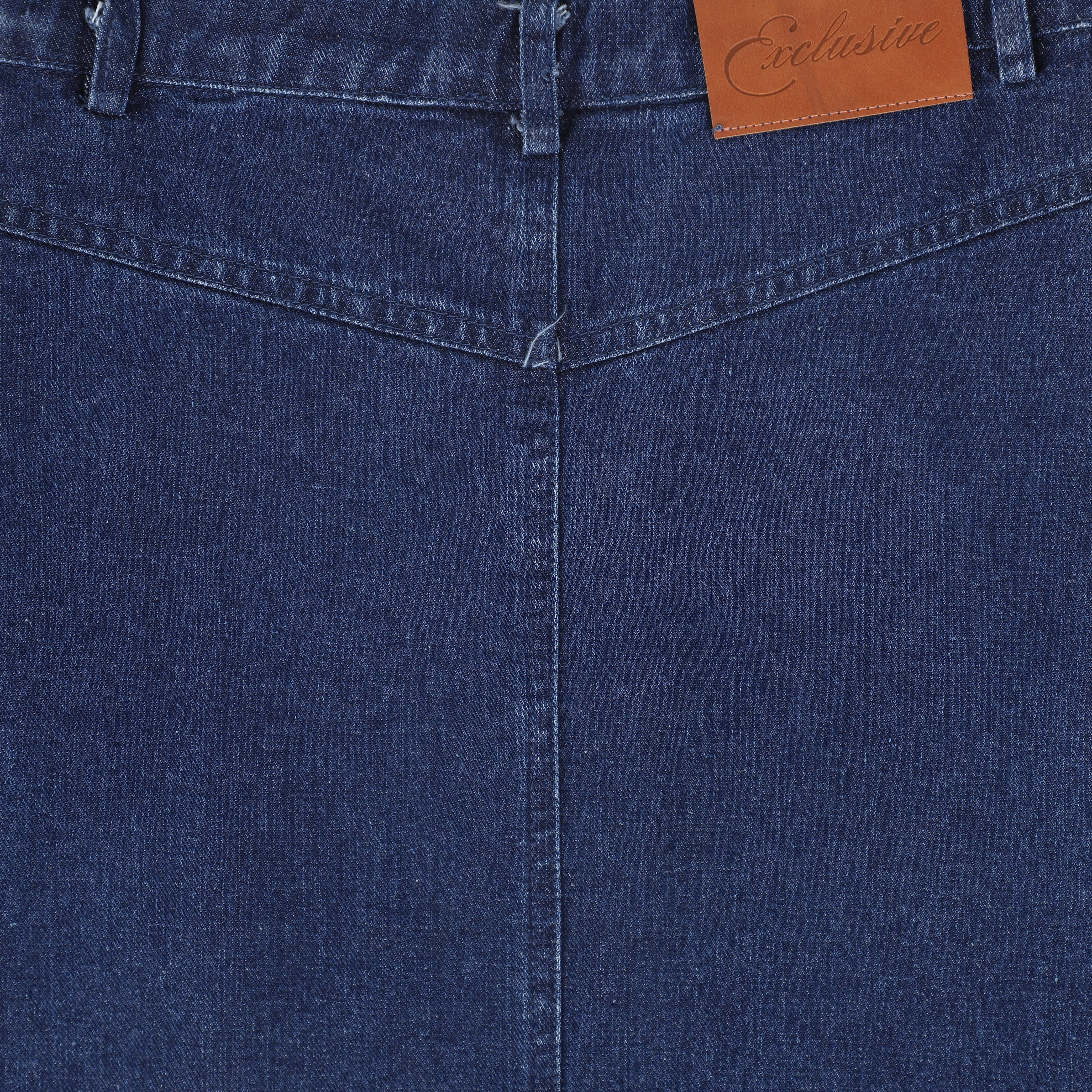 BAMBOO MID BLUE DENIM SIDE POCKET MAXI SKIRT [FINAL SALE] - Image 4