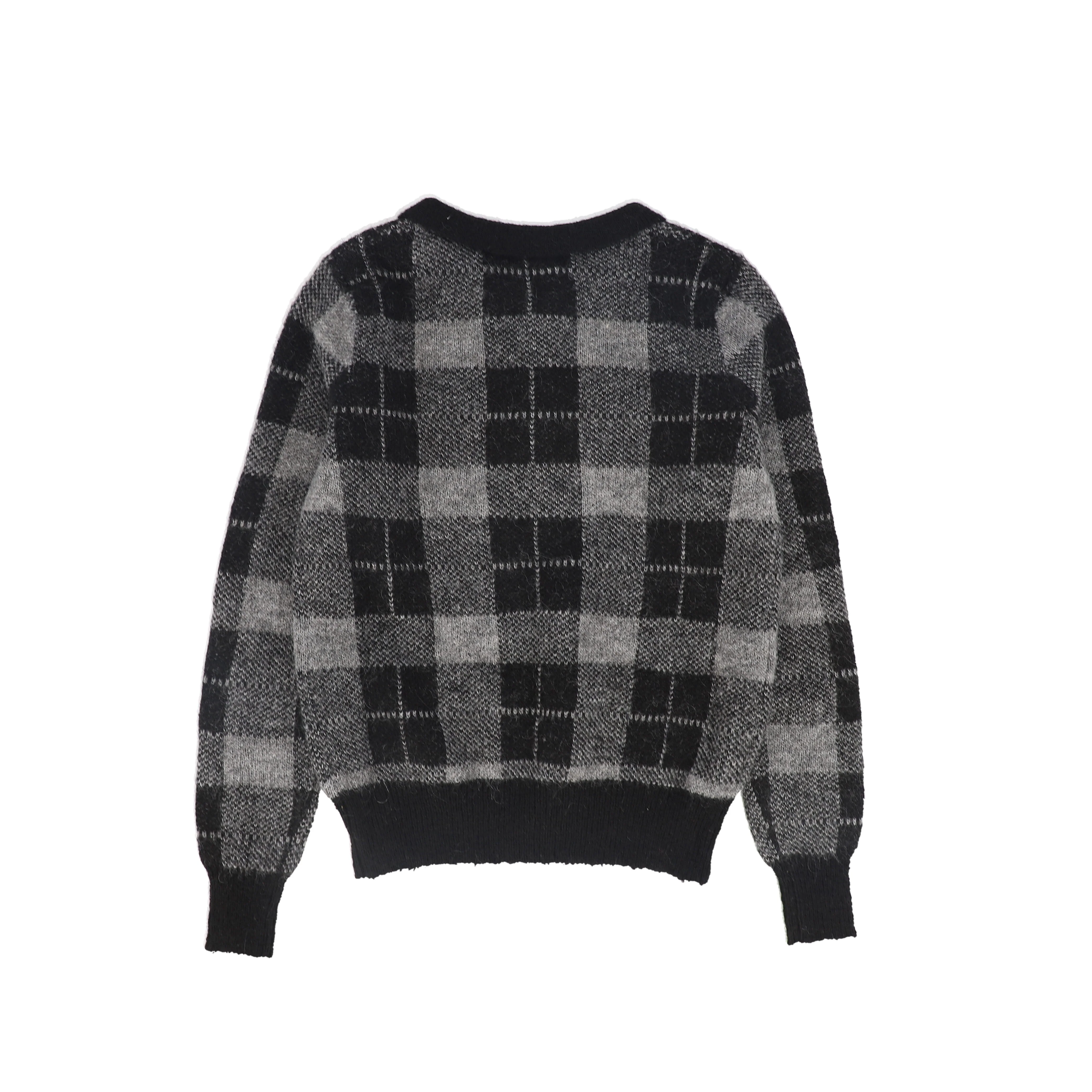 BAMBOO BLACK/CHARCOAL PLAID KNIT COLLAR SWEATER [FINAL SALE] - Image 2