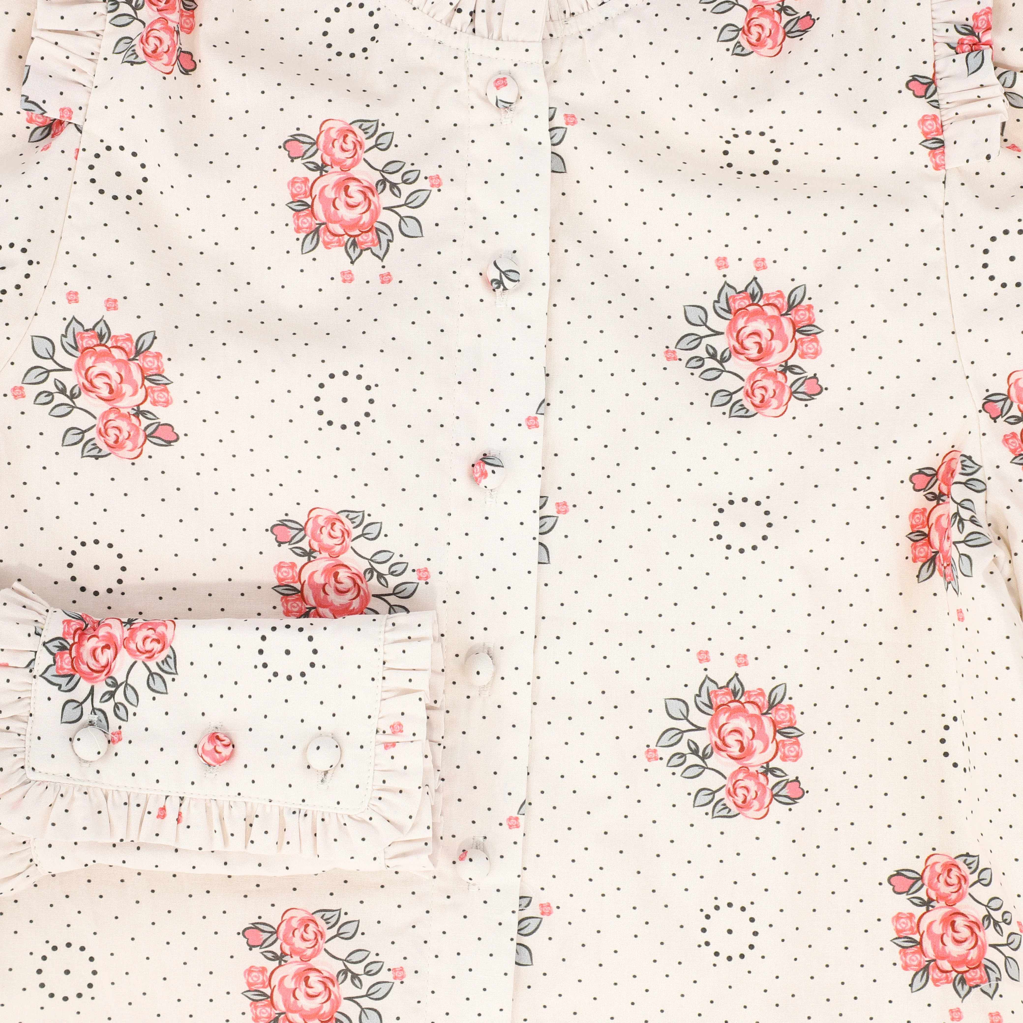 BAMBOO FLORAL BUNCH DOTTED BLOUSE [FINAL SALE] - Image 3