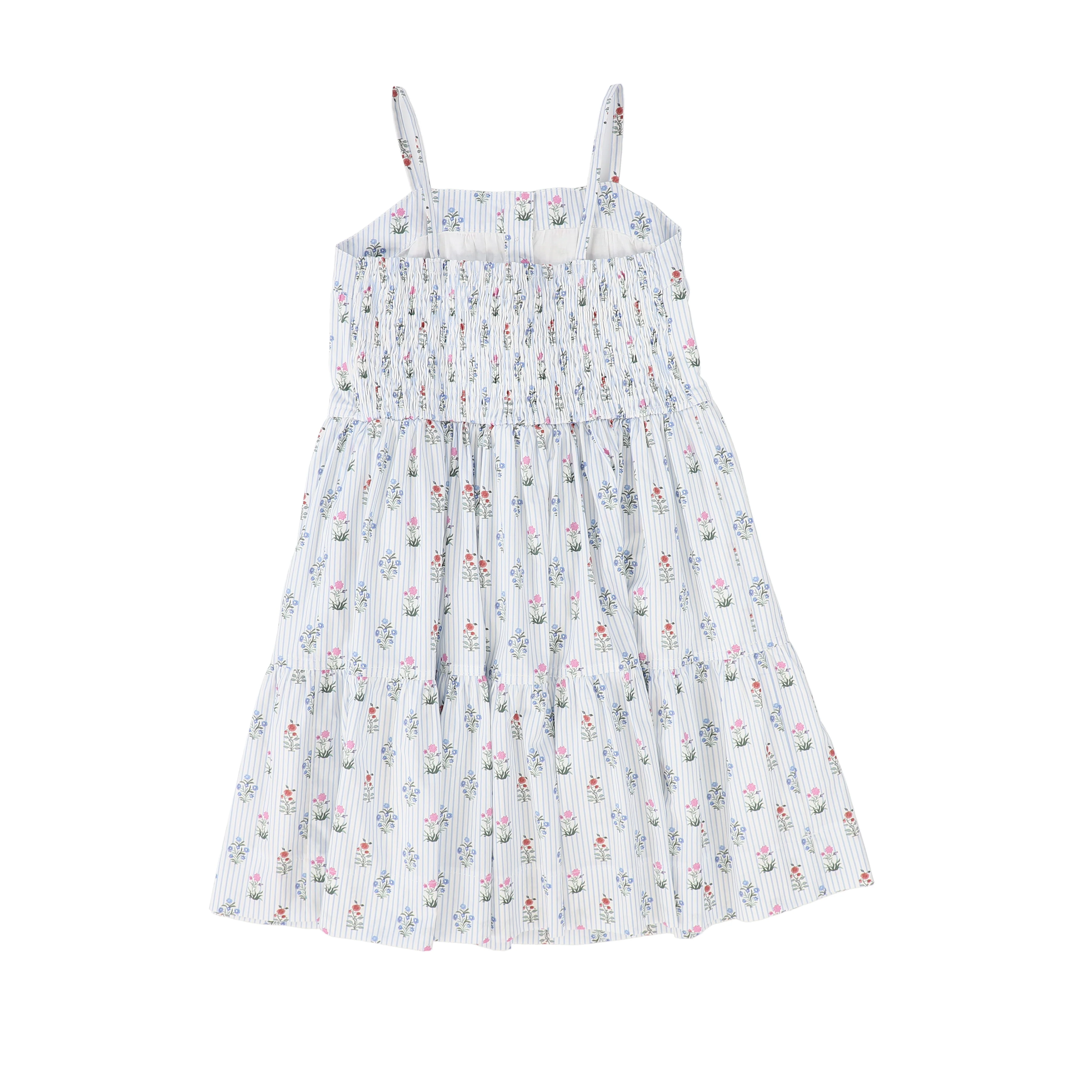 BAMBOO LIGHT BLUE STRIPE FLORAL BUNCH TIERED JUMPER [FINAL SALE] - Image 2