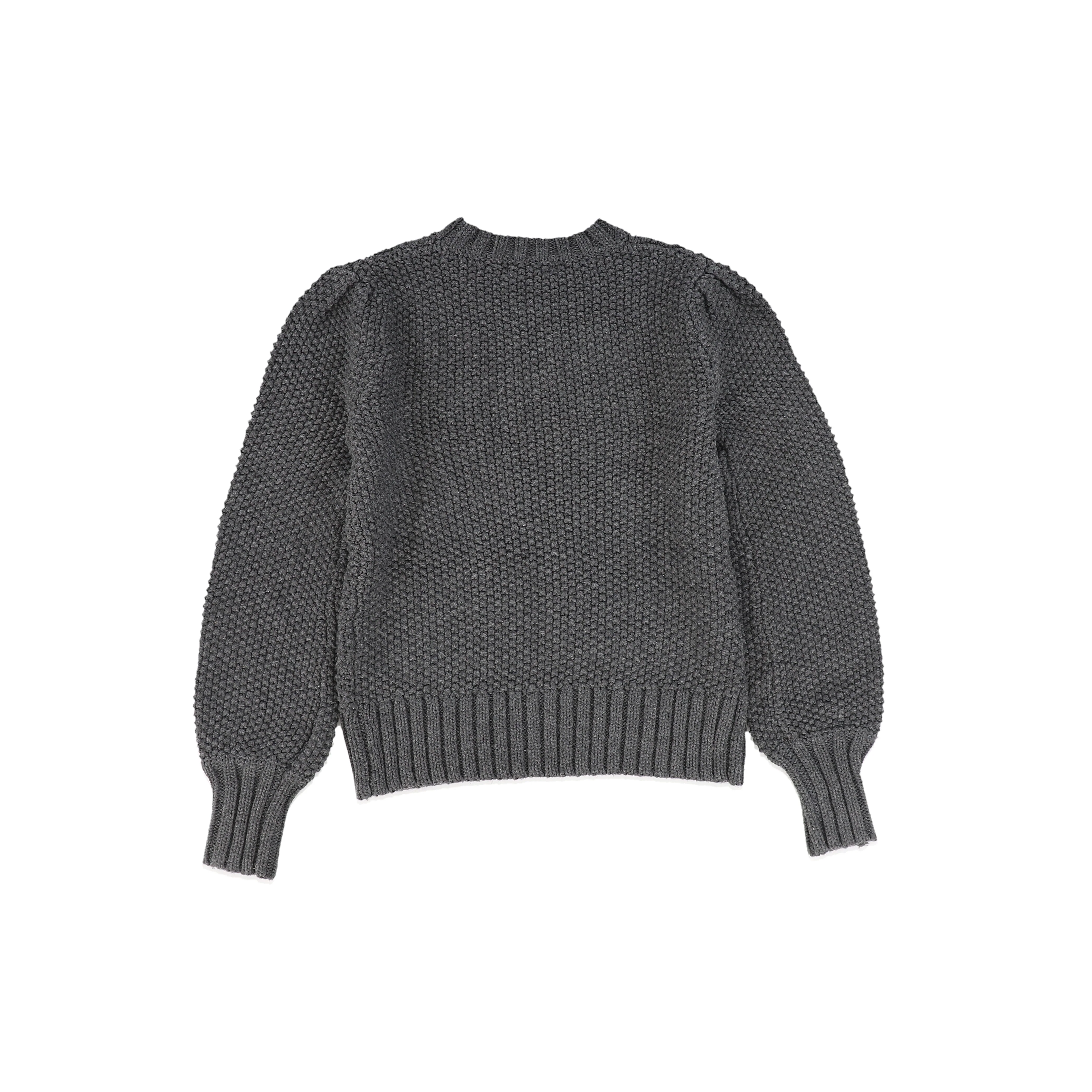 BAMBOO CHARCOAL CABLE KNIT PUFF SLEEVE SWEATER [FINAL SALE] - Image 2