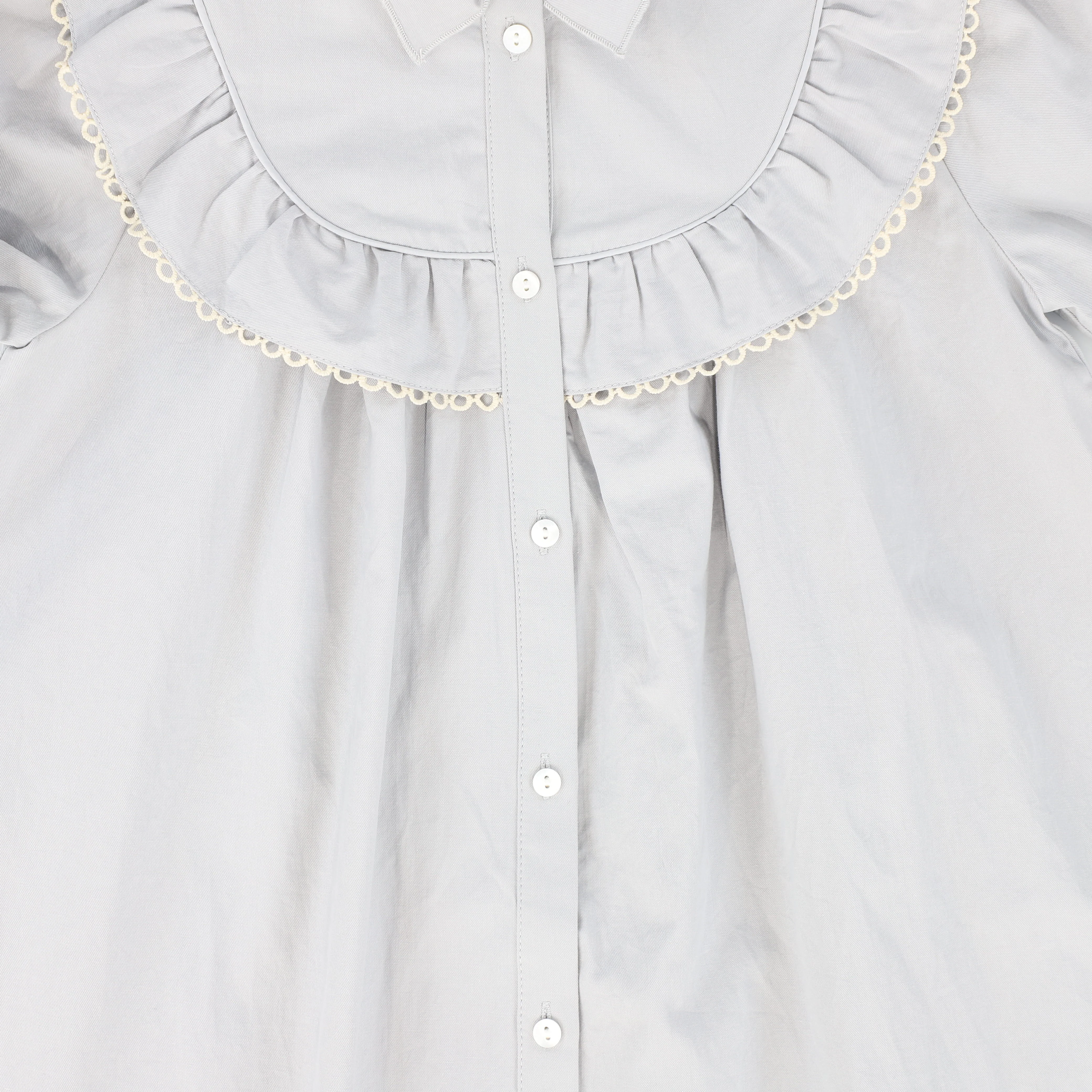 BAMBOO BLUE/GREY LACE TRIM DRESS [FINAL SALE] - Image 3
