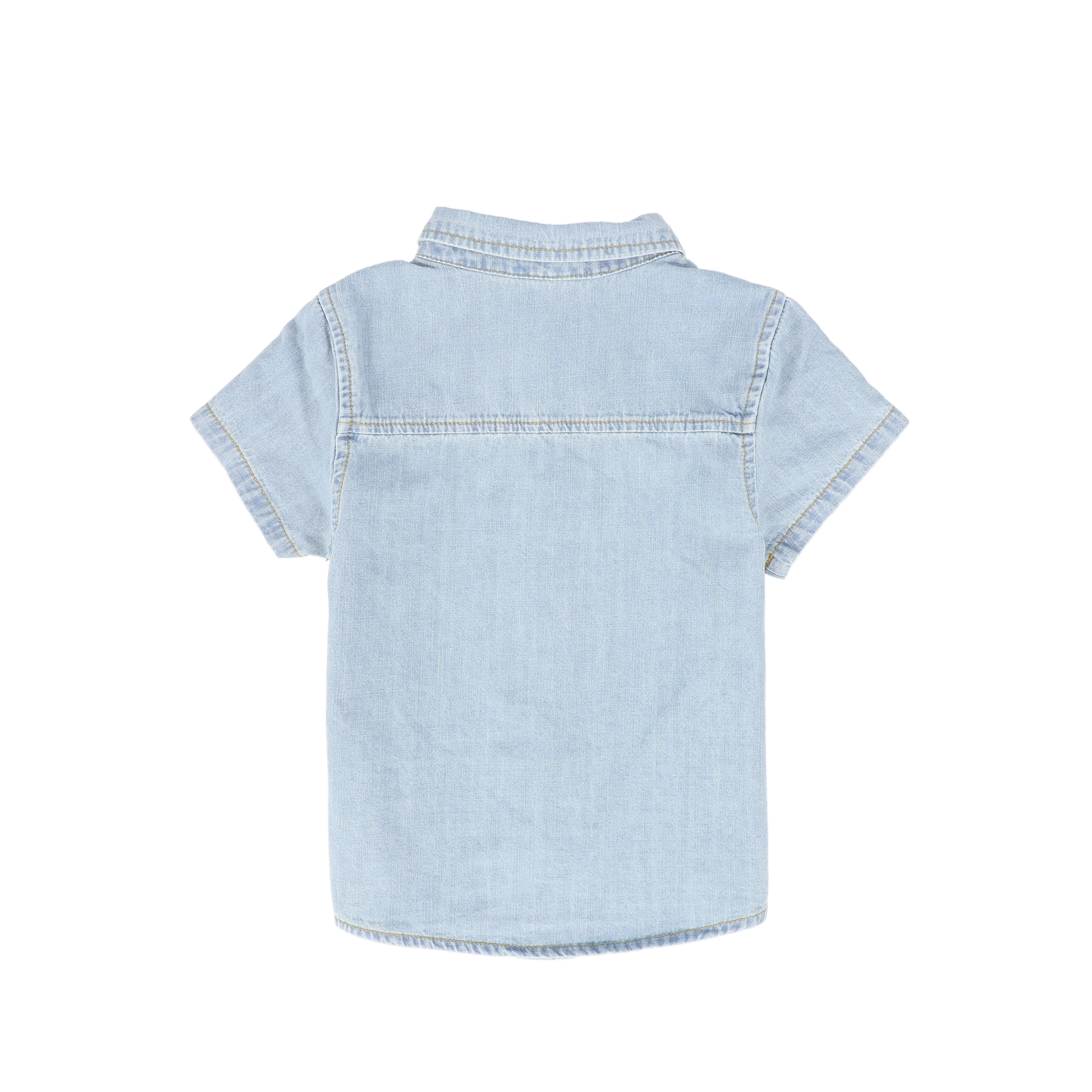 BAMBOO LIGHT BLUE DENIM LOGO SS SHIRT [FINAL SALE] - Image 2