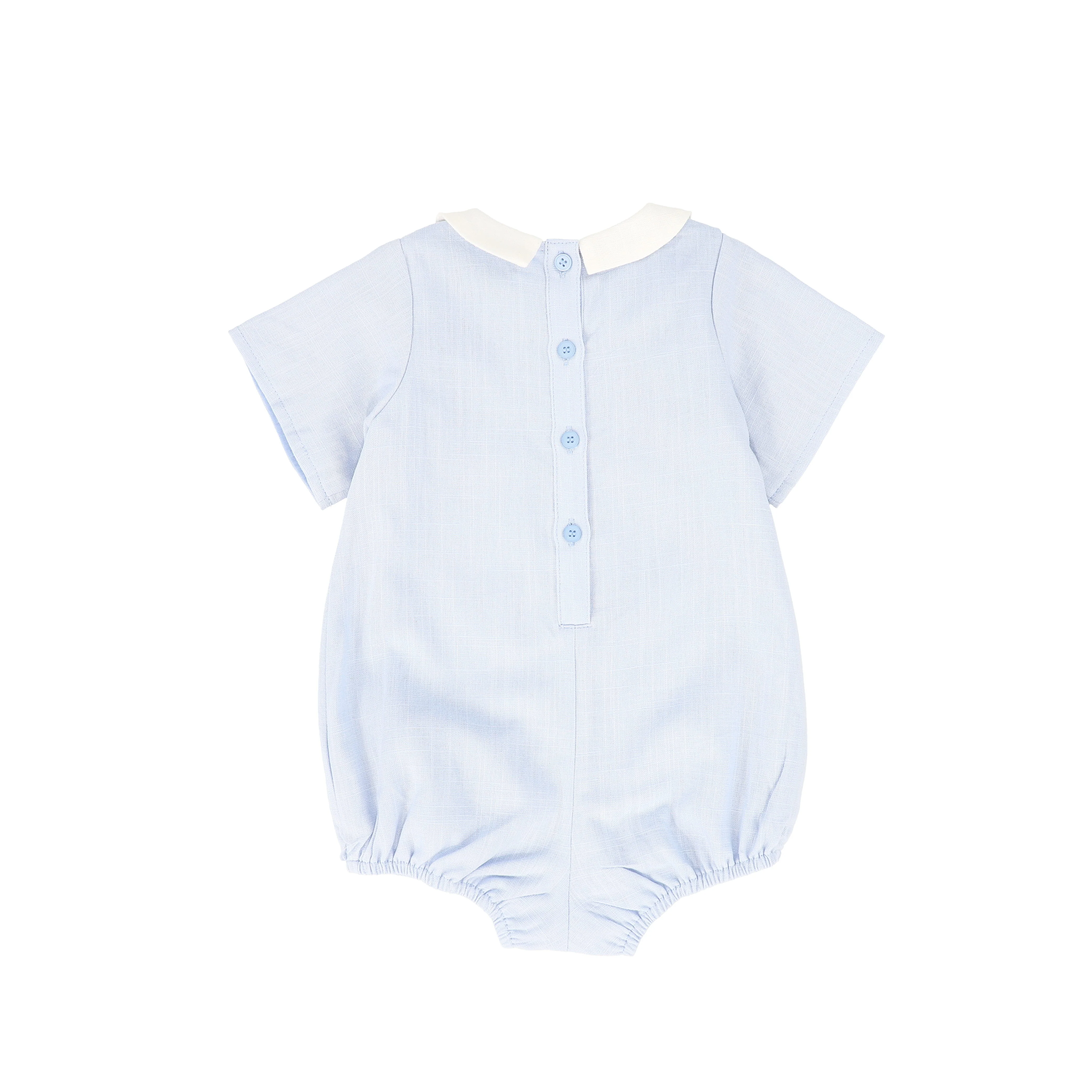 BAMBOO LIGHT BLUE LINEN LAYERED COLLAR ROMPER [FINAL SALE] - Image 2