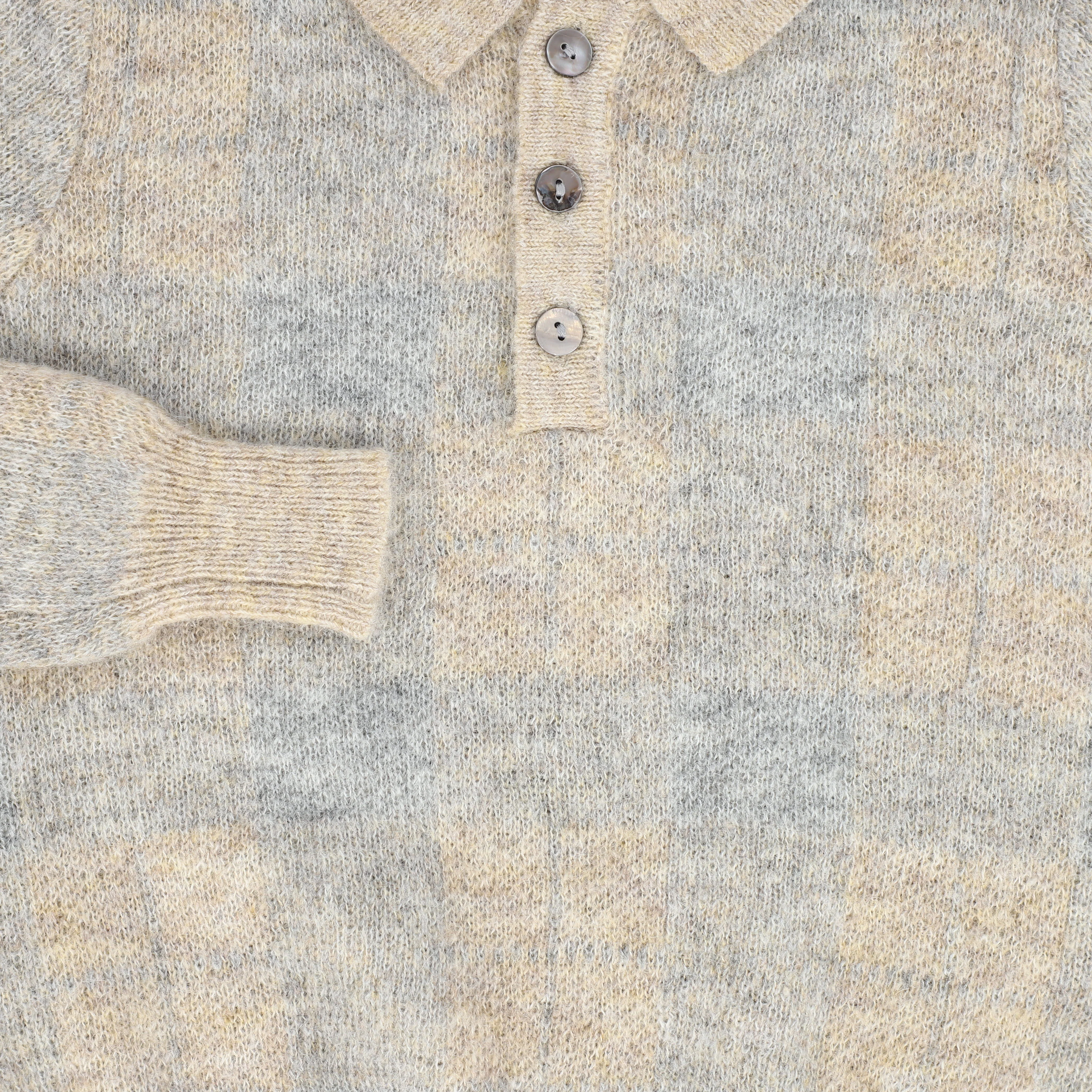 BAMBOO LIGHT GREY PLAID KNIT COLLAR SWEATER [FINAL SALE] - Image 3