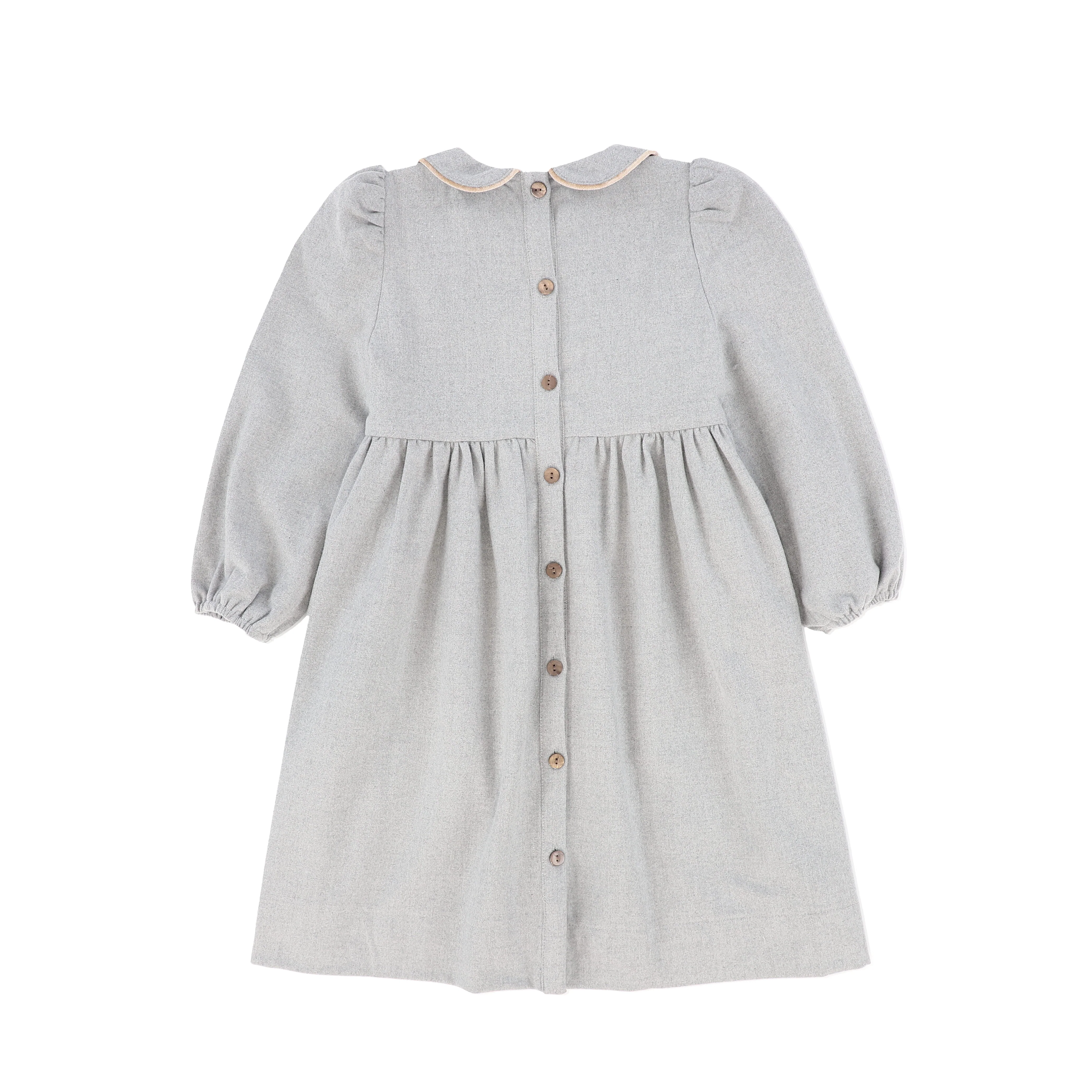BAMBOO LIGHT GREY WOOL PIPED DRESS [FINAL SALE] - Image 2