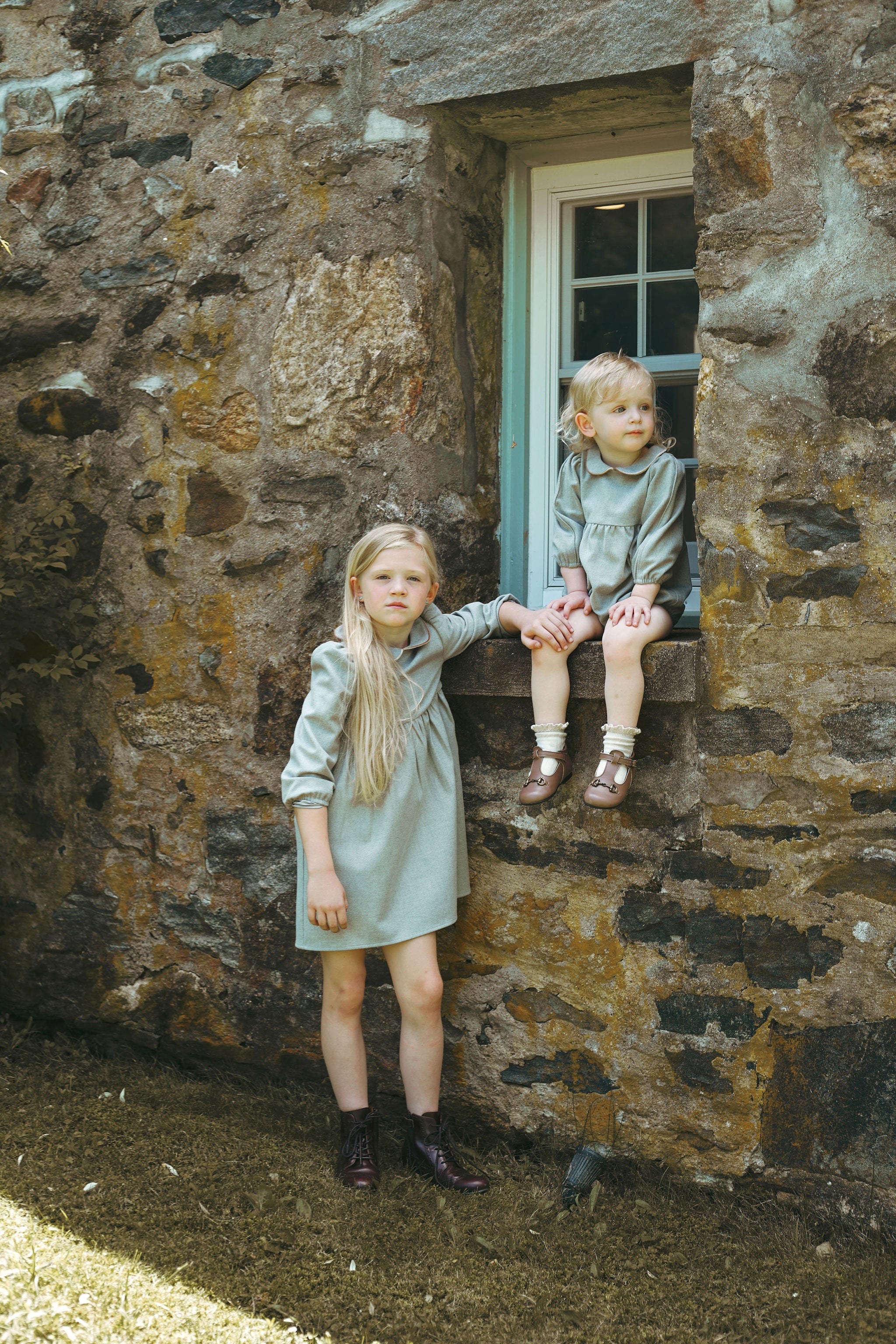 BAMBOO LIGHT GREY WOOL PIPED DRESS [FINAL SALE] - Image 4