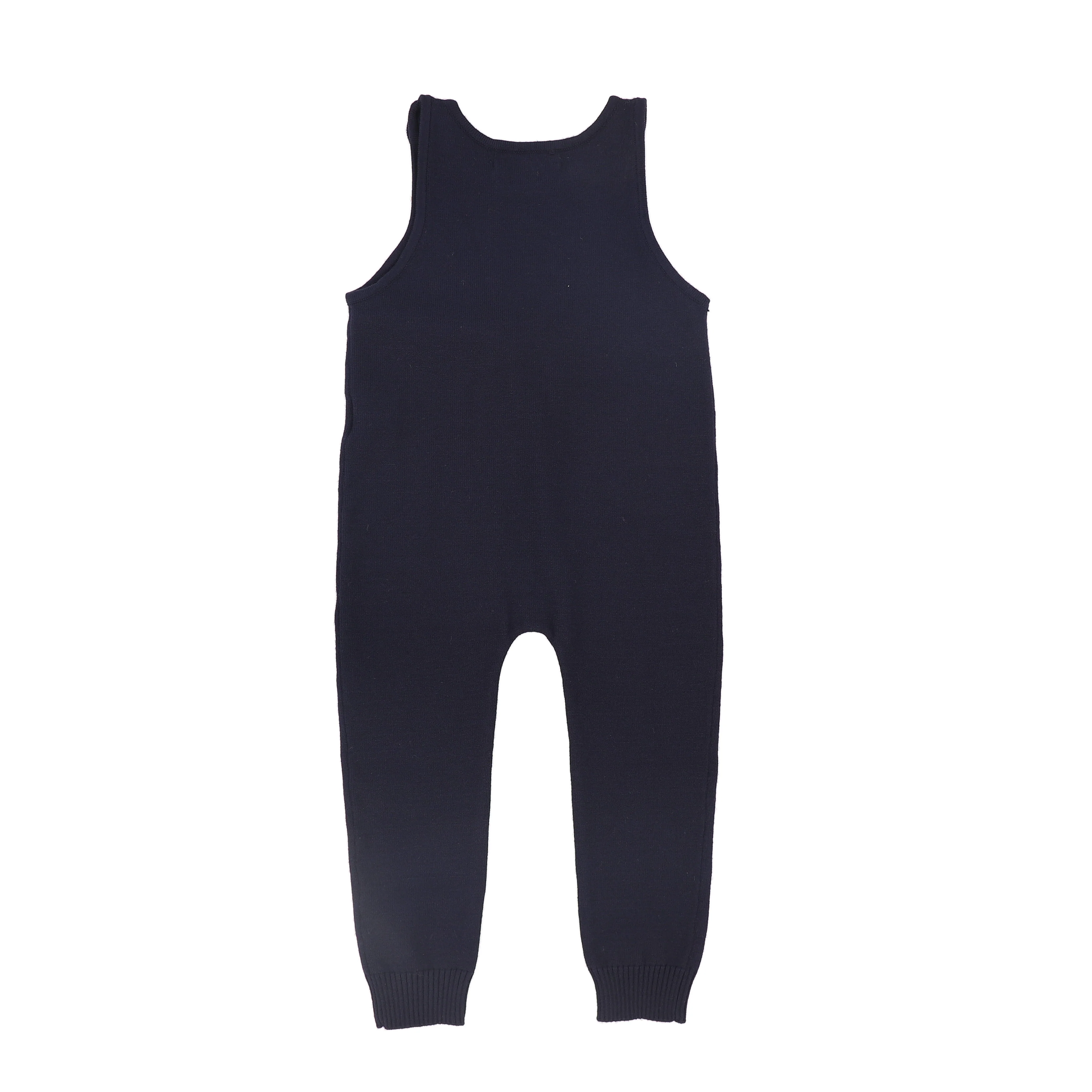 BAMBOO NAVY BOW KNIT OVERALLS [FINAL SALE] - Image 2