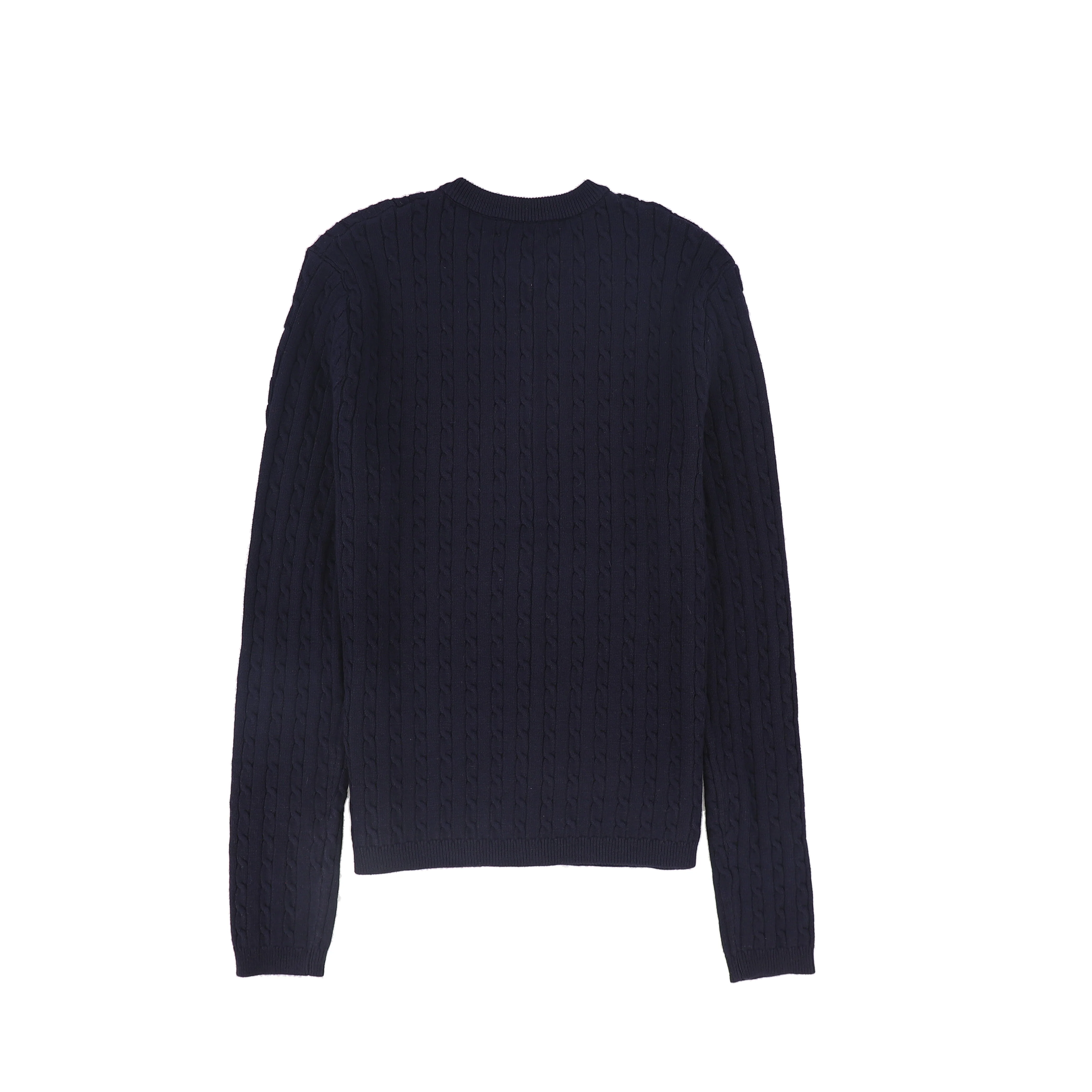 BAMBOO NAVY CABLE KNIT BUTTONED CARDIGAN [FINAL SALE] - Image 2