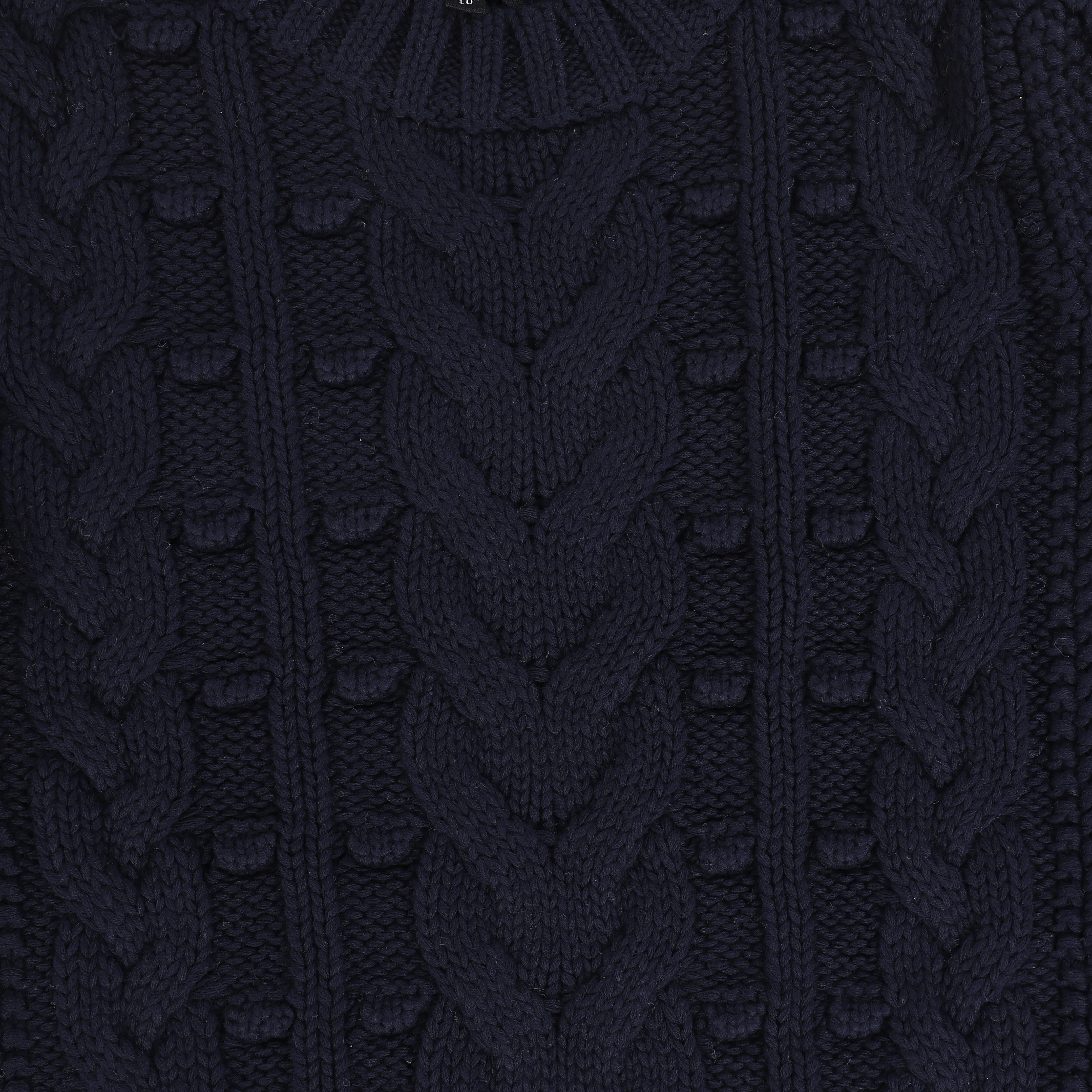 Bamboo Navy Cable Knit Puff Sleeve Sweater [FINAL SALE] - Image 3
