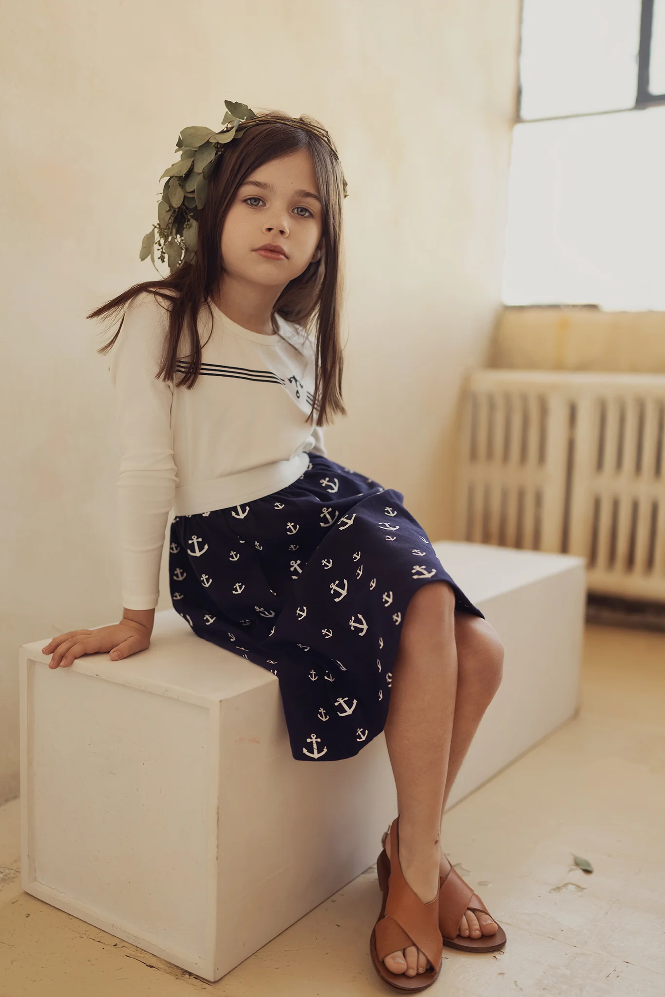 BAMBOO NAVY PRINTED ANCHOR SKIRT [FINAL SALE] - Image 4