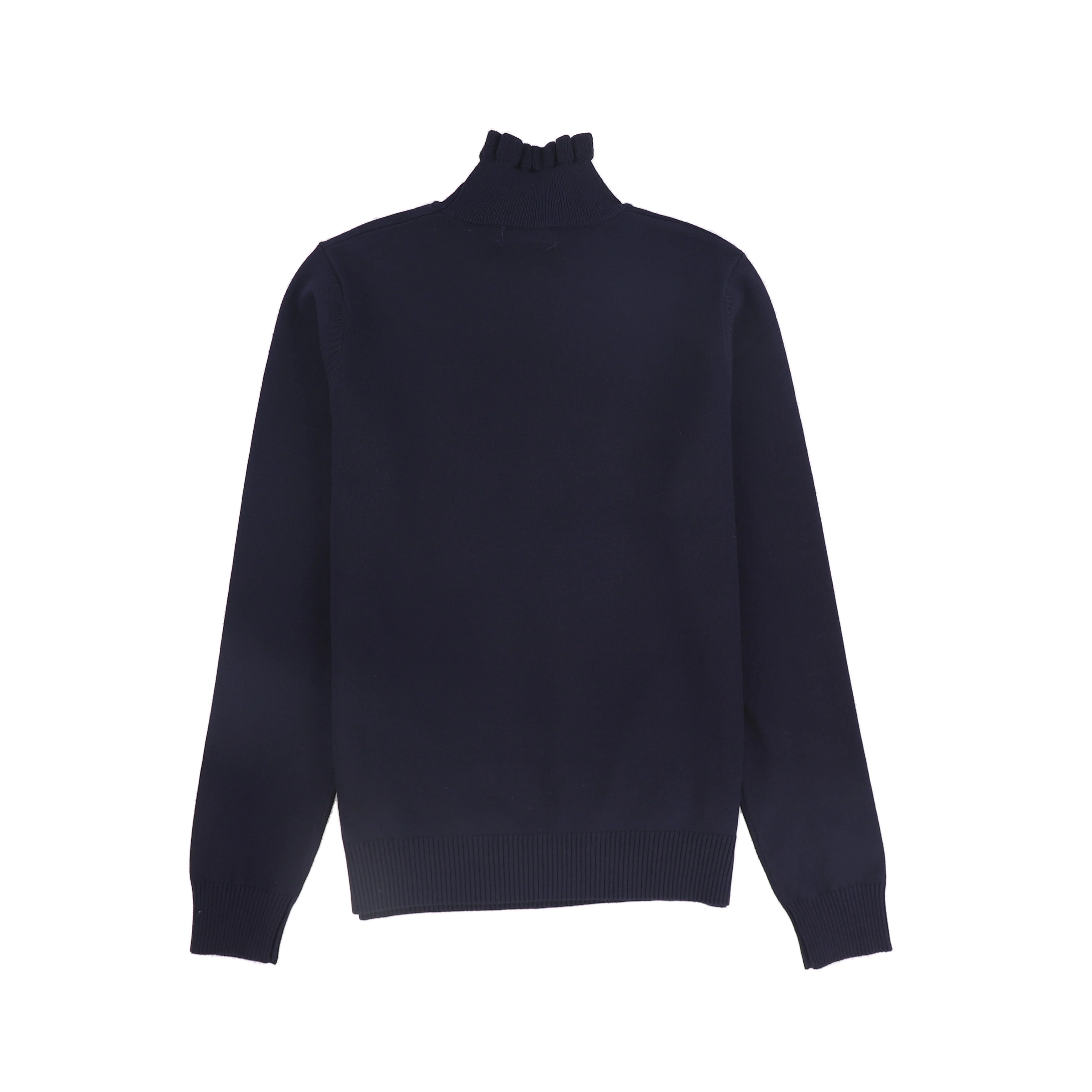BAMBOO NAVY RUFFLE NECK SWEATER [FINAL SALE] - Image 2