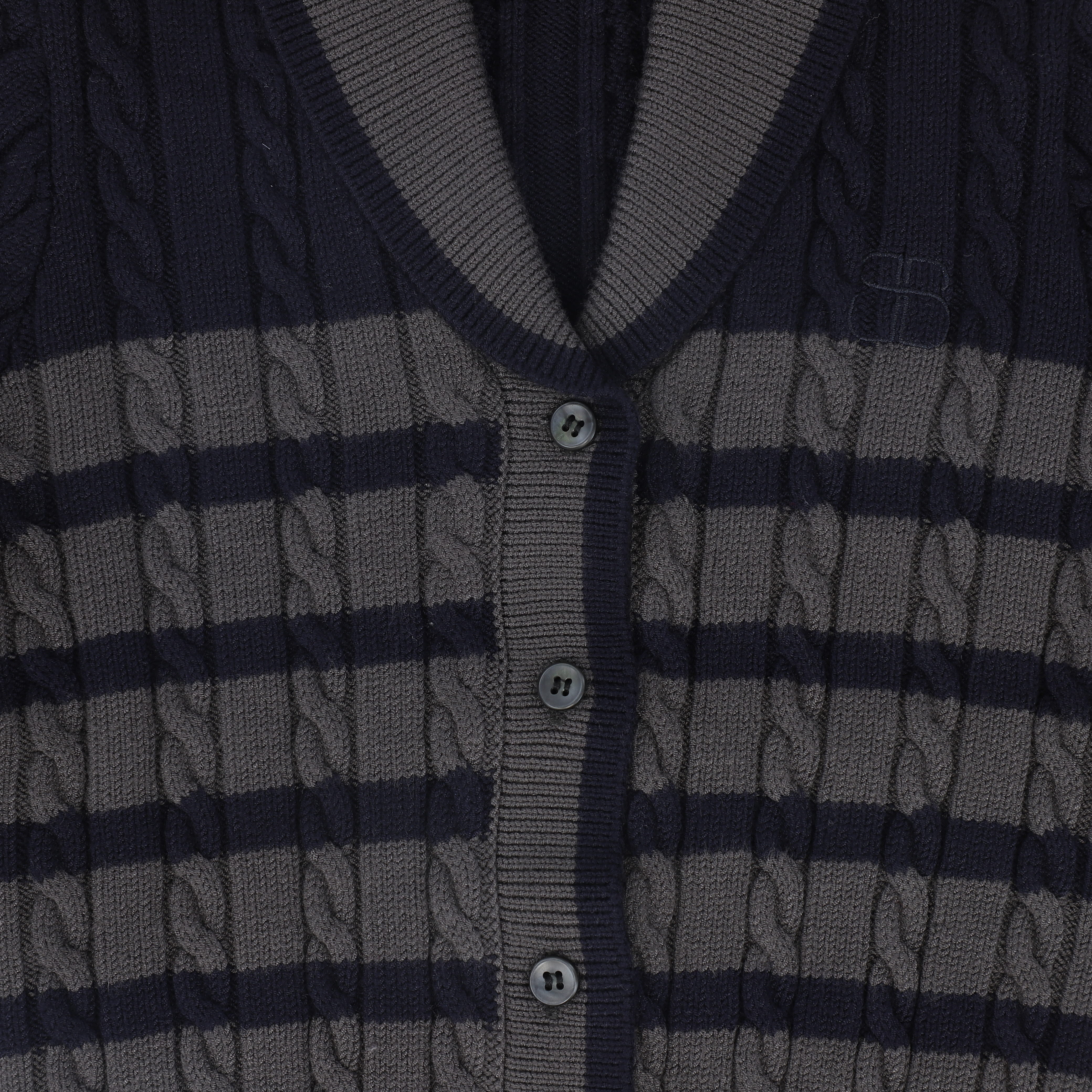 BAMBOO NAVY STRIPED KNIT BUTTON DOWN CARDIGAN [FINAL SALE] - Image 3