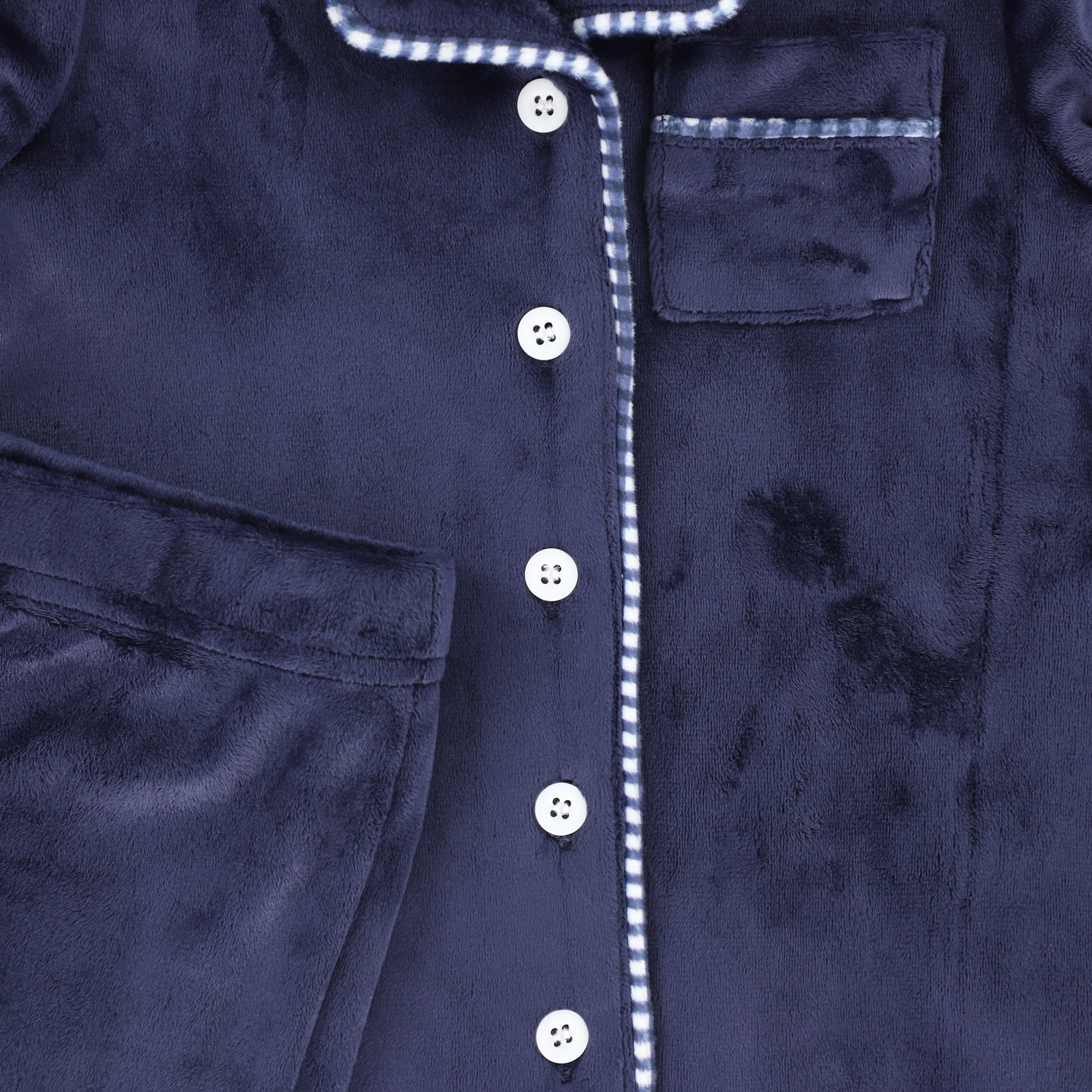 BAMBOO BLUE VELOUR PIPED PAJAMA [FINAL SALE] - Image 2