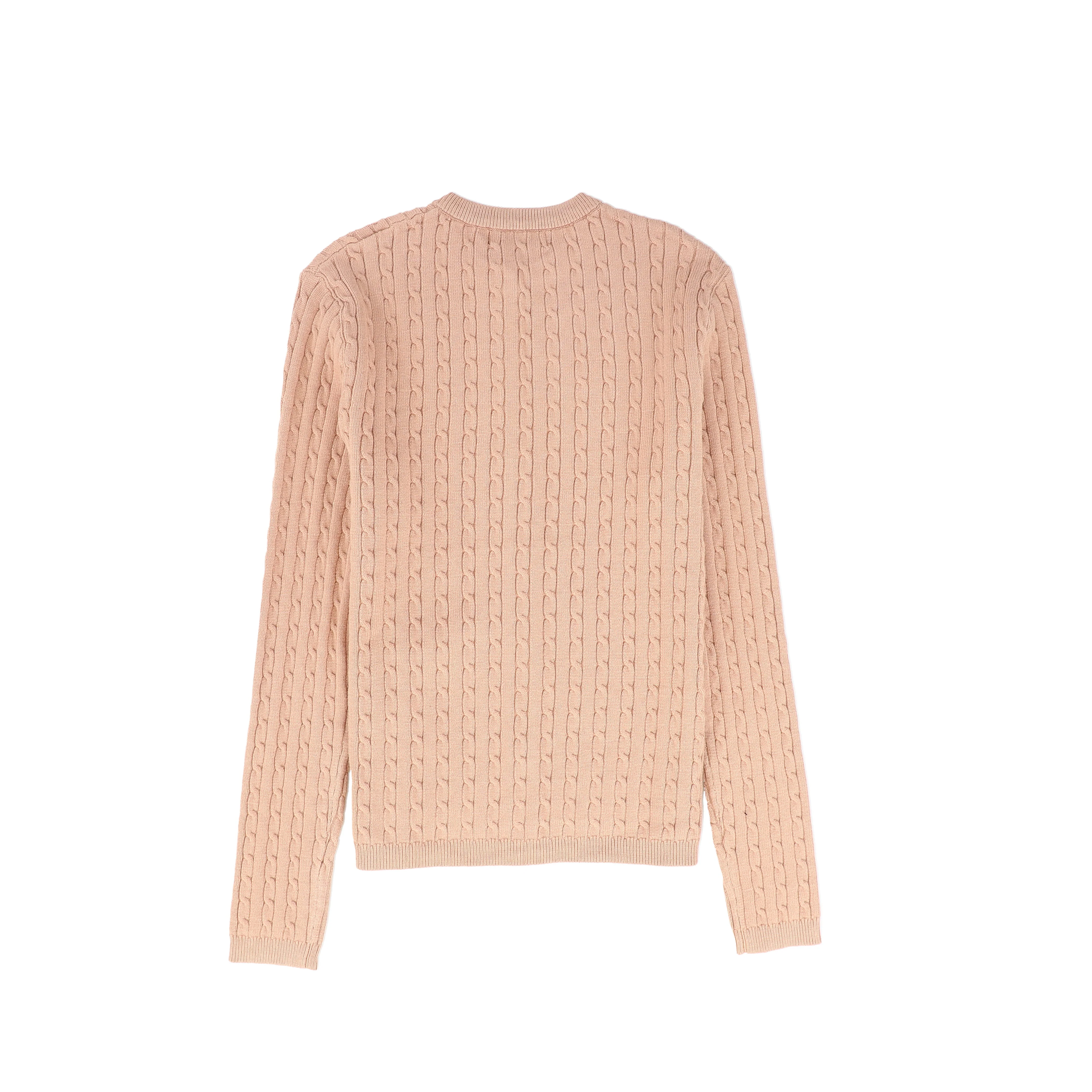BAMBOO PINK CABLE KNIT BUTTONED CARDIGAN [FINAL SALE] - Image 2