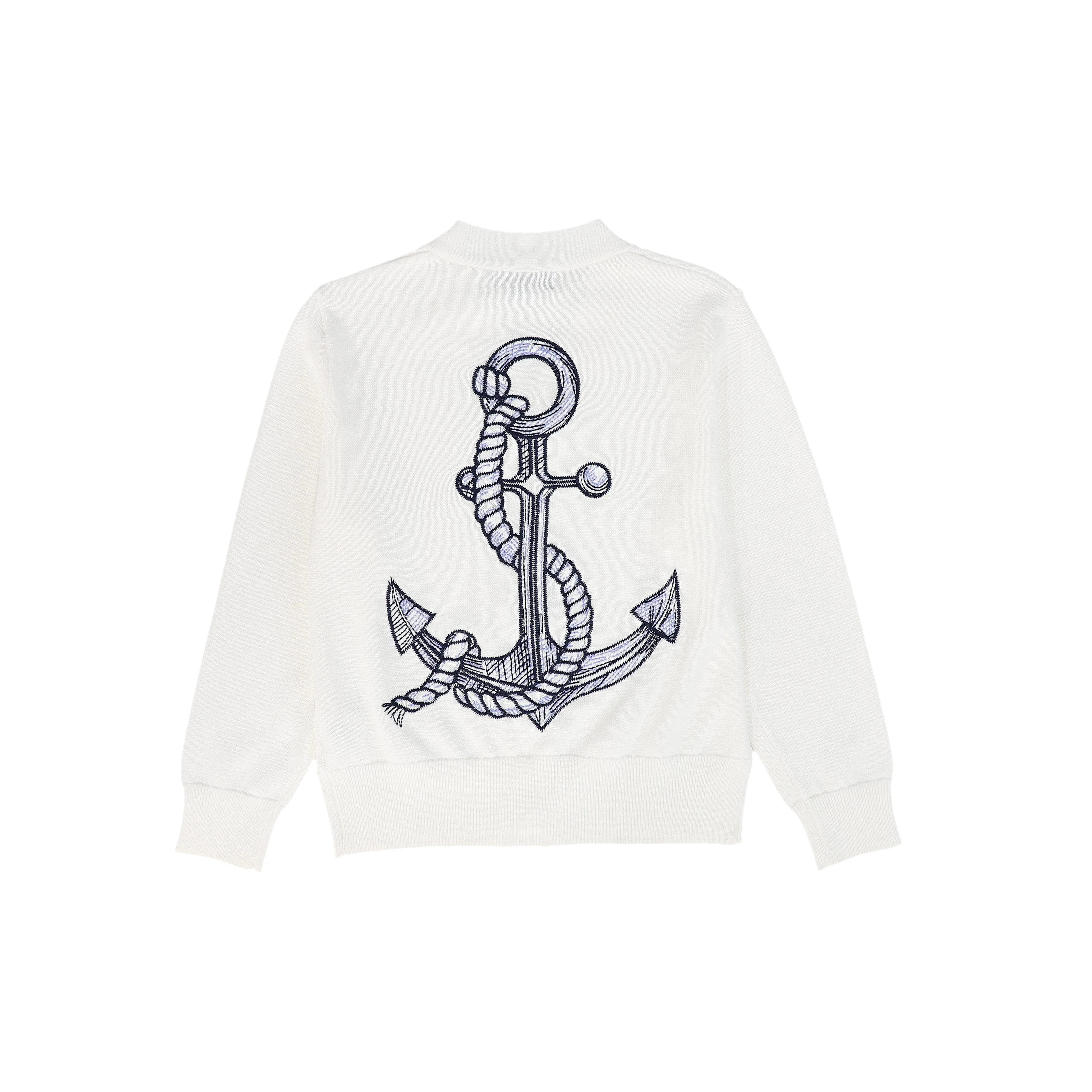 BAMBOO WHITE ANCHOR STITCHED CARDIGAN [FINAL SALE] - Image 2