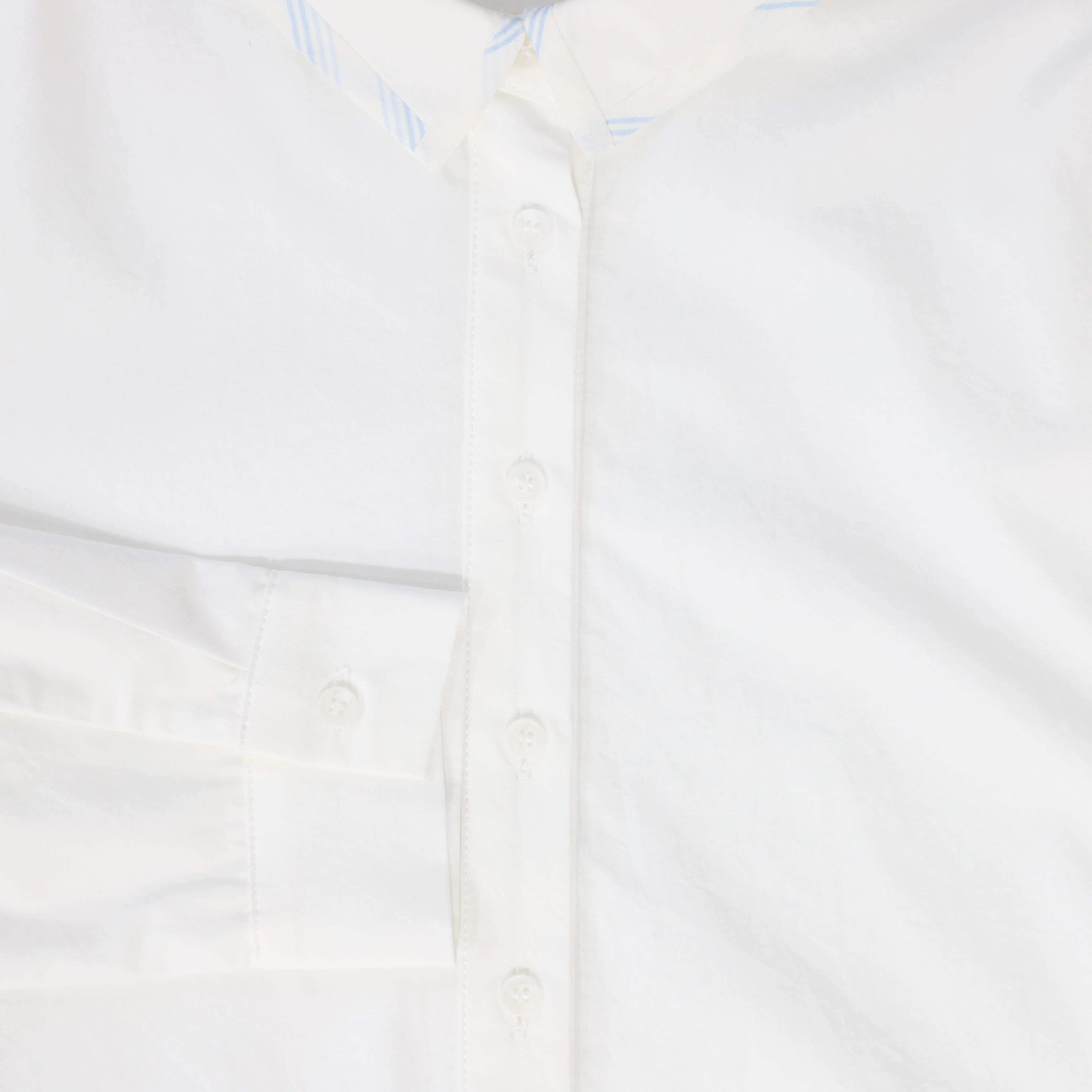 BAMBOO WHITE/BLUE STRIPE TRIM COLLAR BLOUSE [FINAL SALE] - Image 3