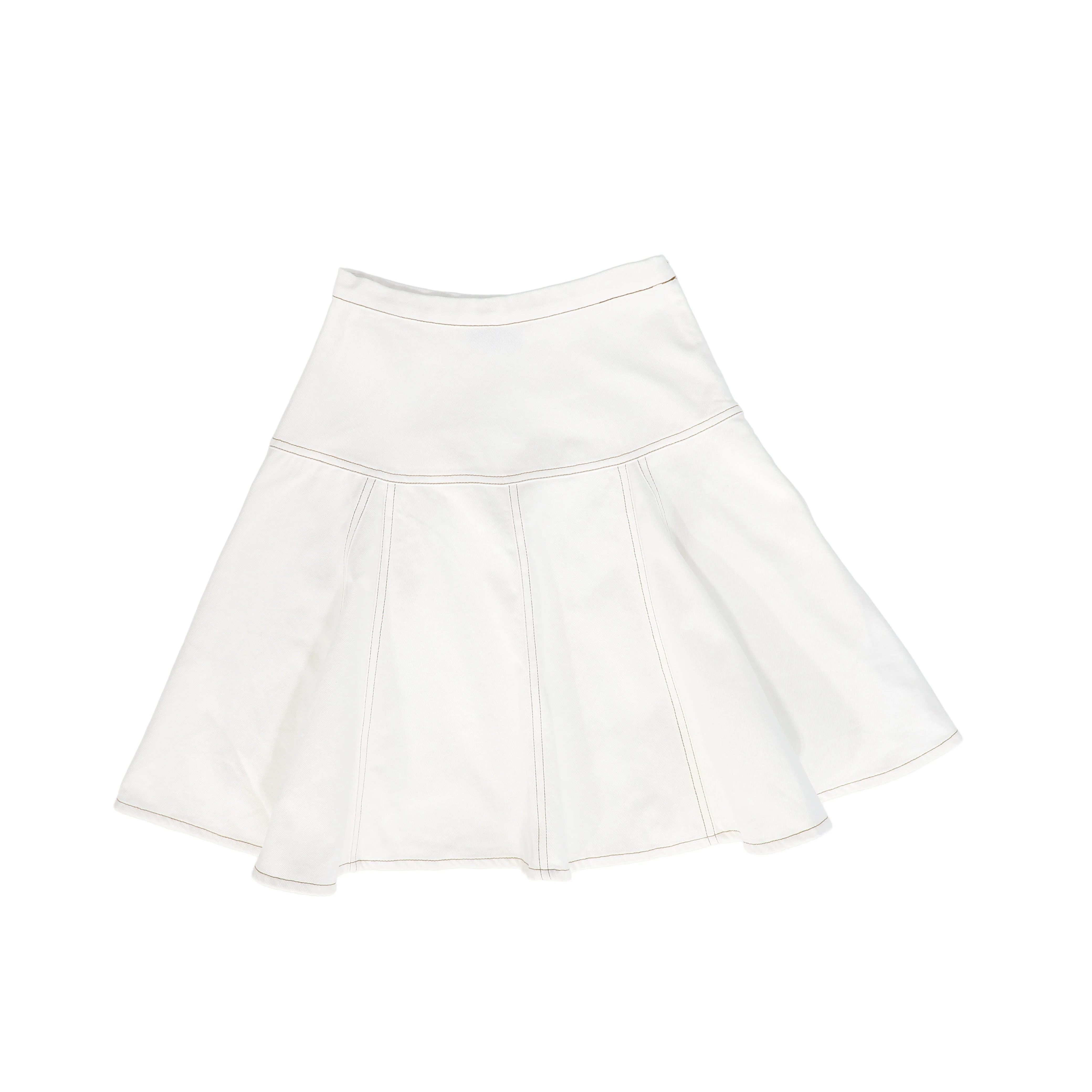 BAMBOO WHITE DENIM STITCHED SKIRT [FINAL SALE] - Image 2