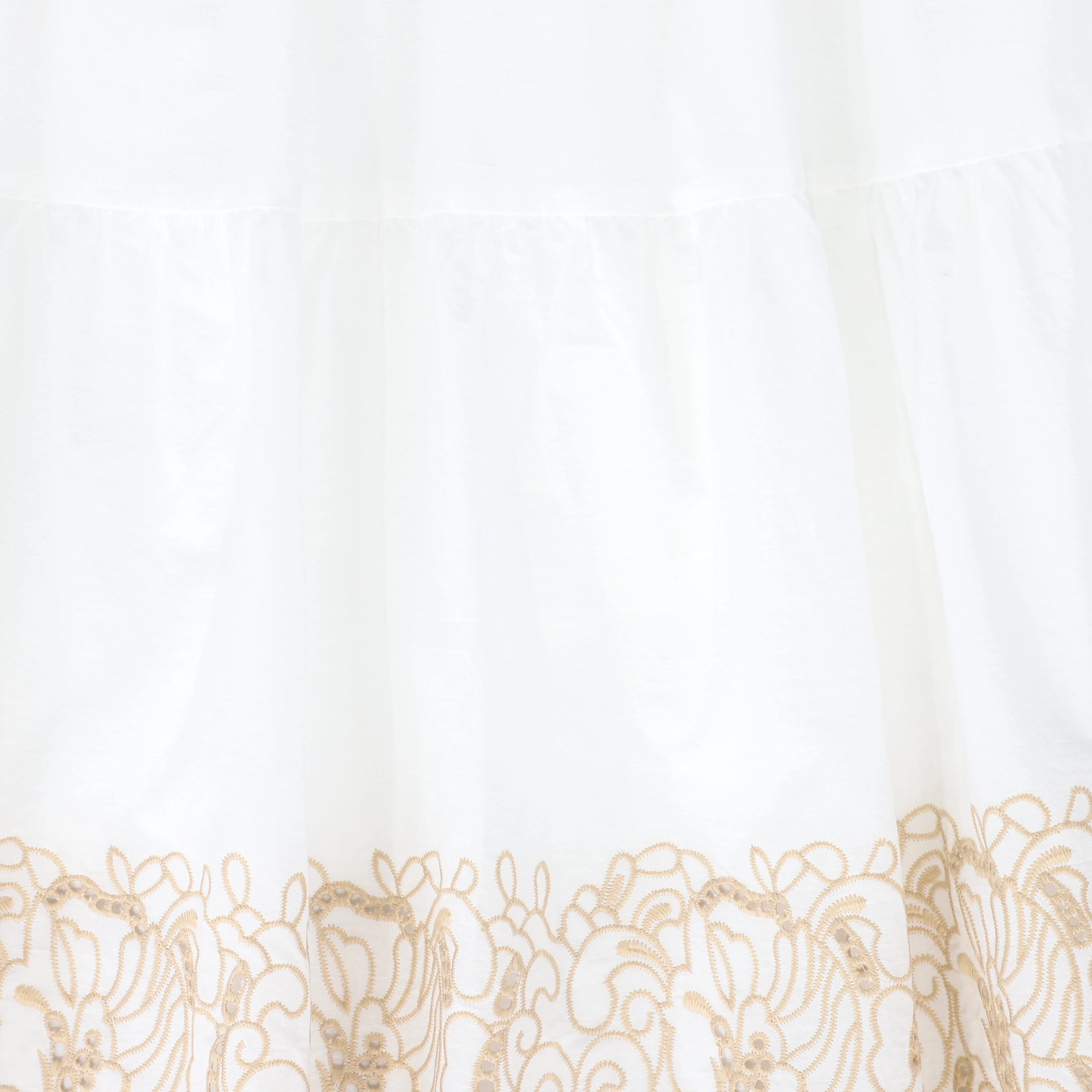 BAMBOO WHITE/TAN LACE EMBROIDERED TIERED SKIRT [FINAL SALE] - Image 3