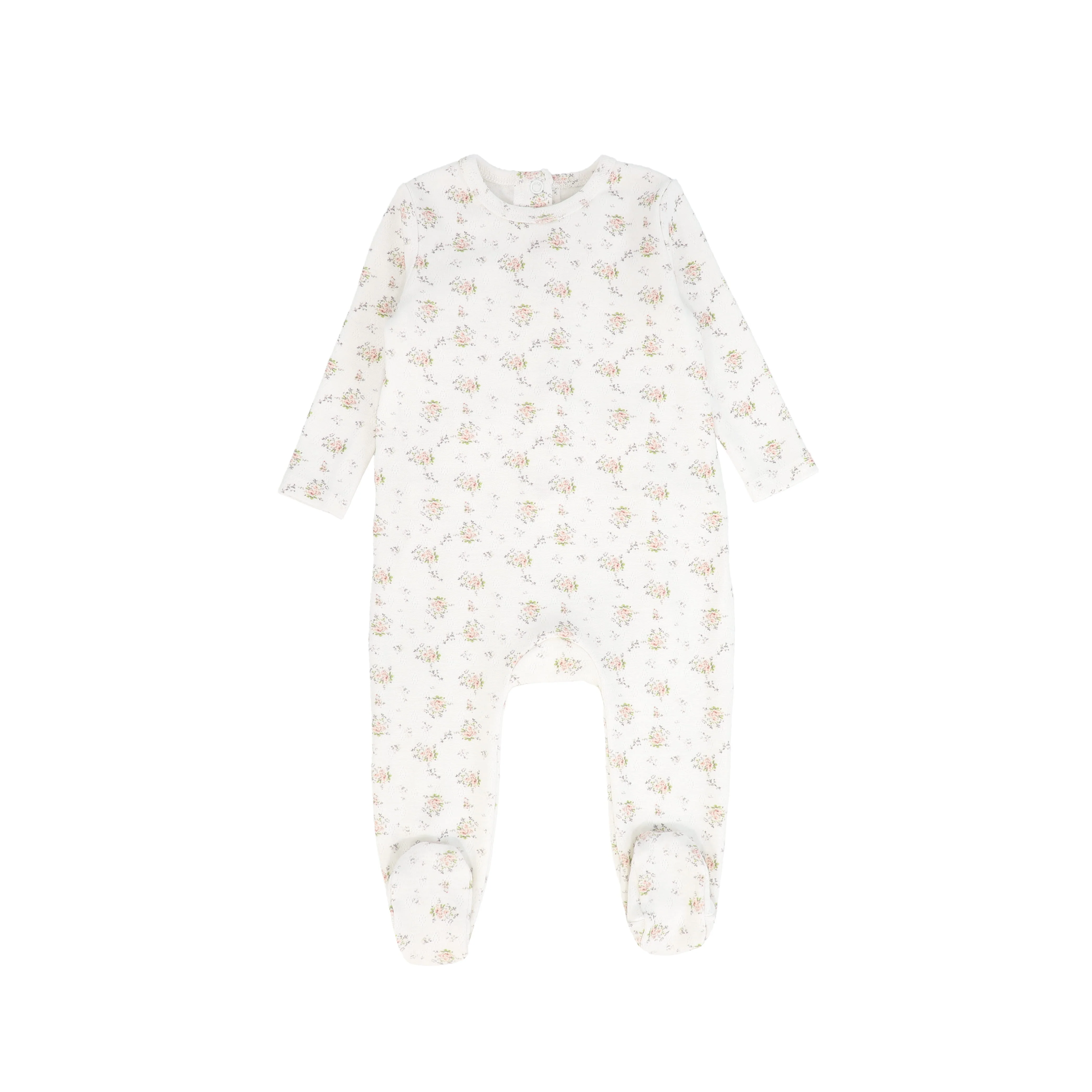 BEBE JOLEE PINK FLORAL PRINTED FOOTIE AND BONNET [FINAL SALE] - Image 2