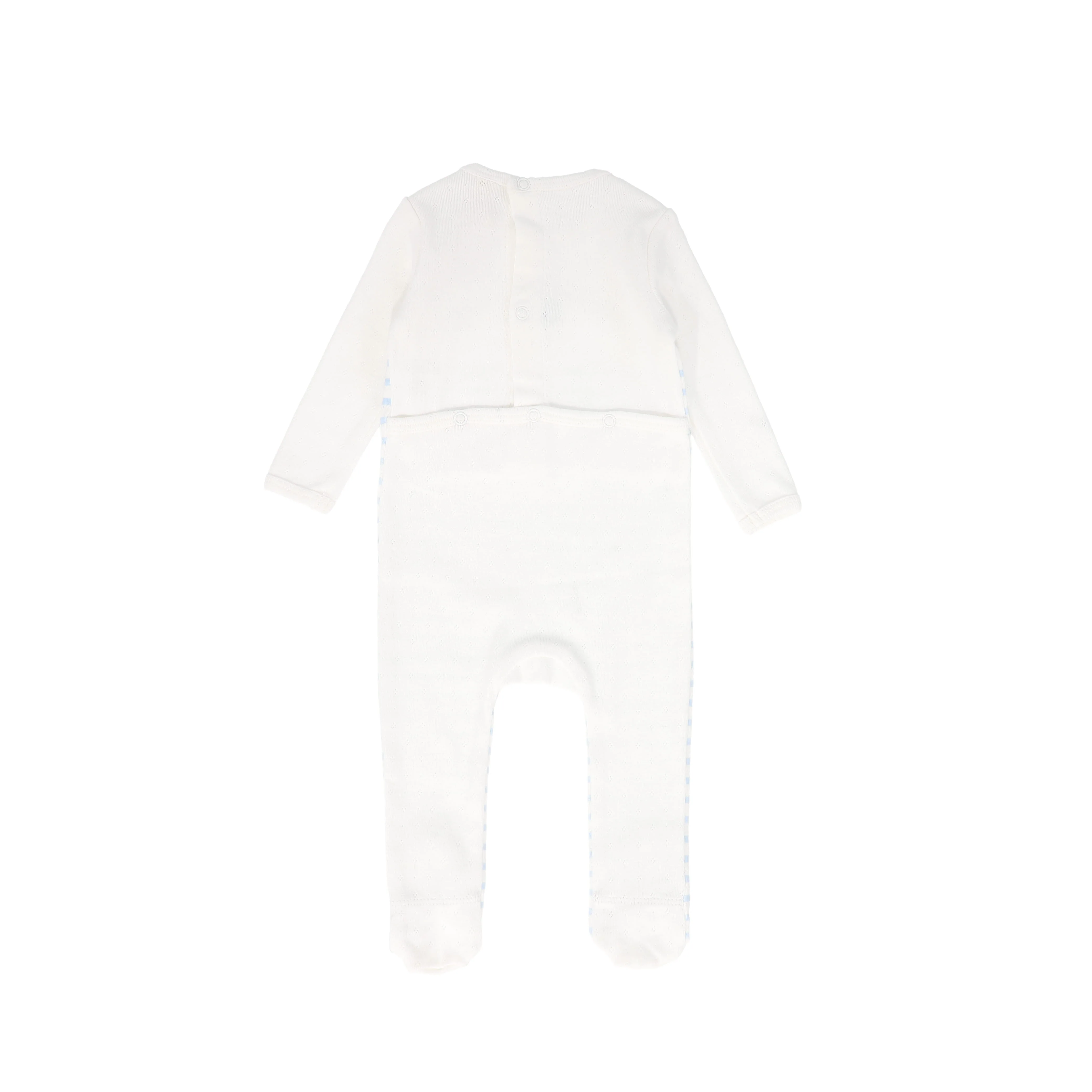 BEBE JOLEE WHITE/BLUE STRIPE POINTELLE FOOTIE - Image 2