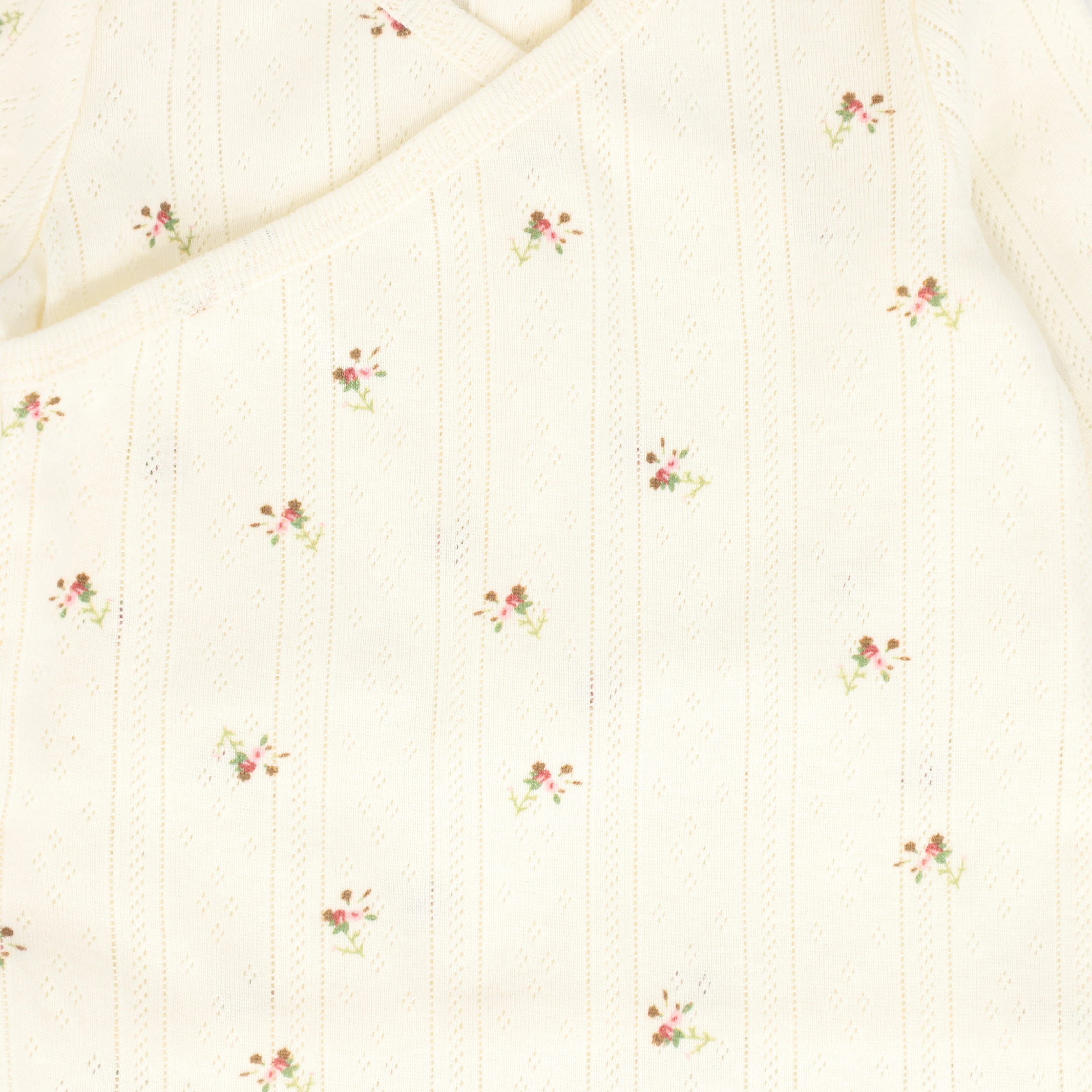 BEBE JOLEE CREAM/PINK POINTELLE FLORAL FOOTIE - Image 2